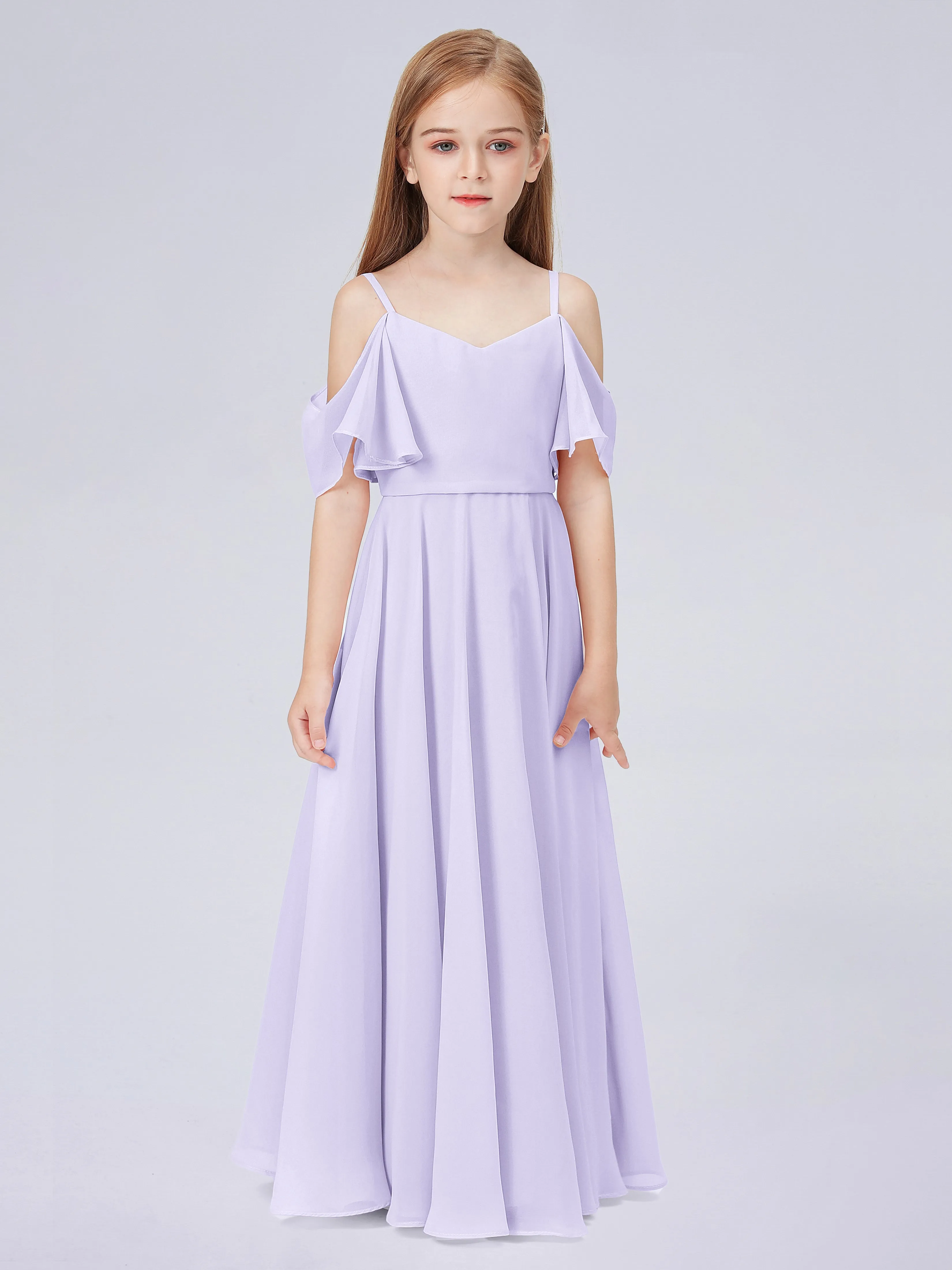 Off Shoulder Junior Bridesmaid Dress with Ruffles