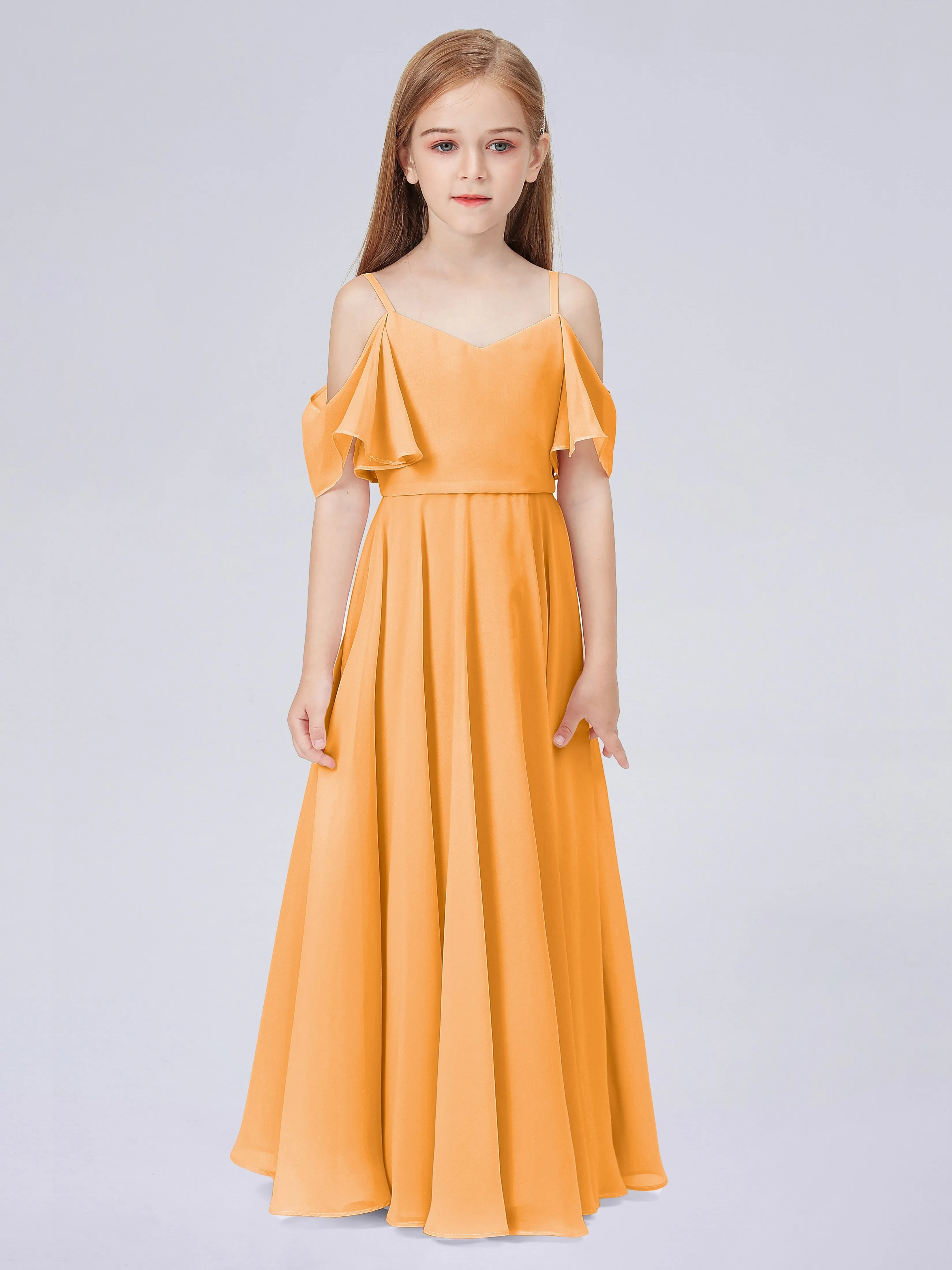 Off Shoulder Junior Bridesmaid Dress with Ruffles