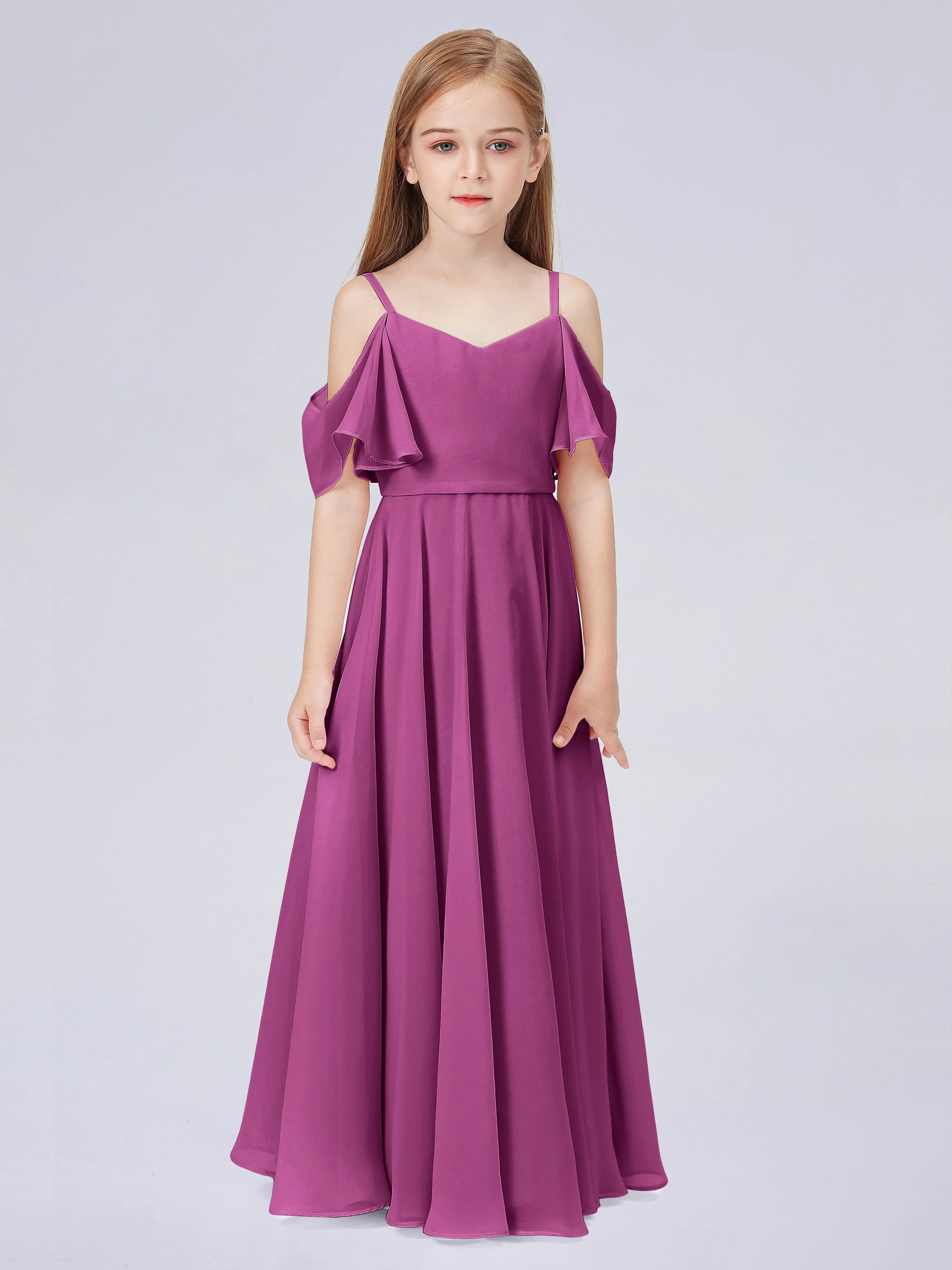 Off Shoulder Junior Bridesmaid Dress with Ruffles