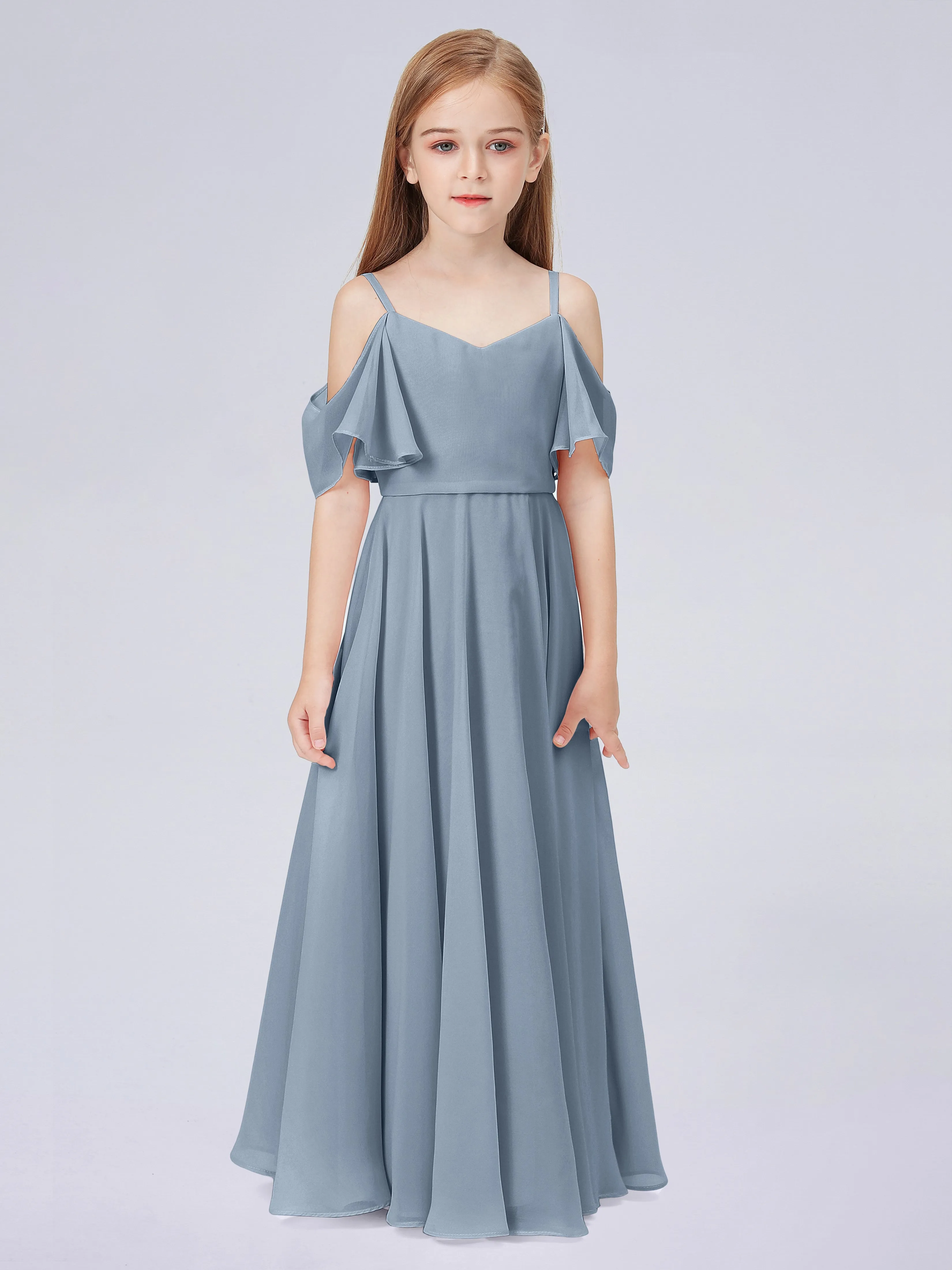 Off Shoulder Junior Bridesmaid Dress with Ruffles