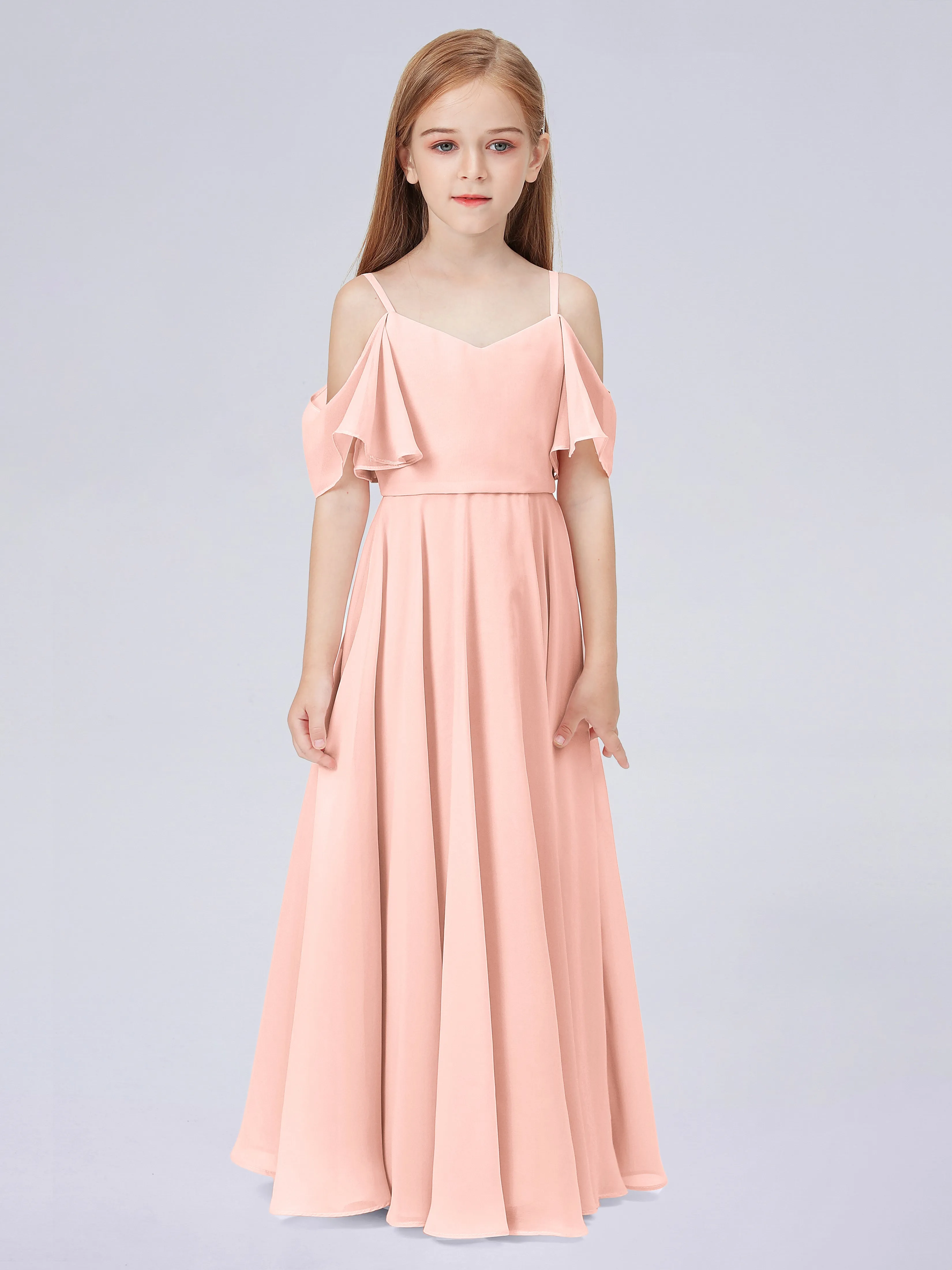 Off Shoulder Junior Bridesmaid Dress with Ruffles