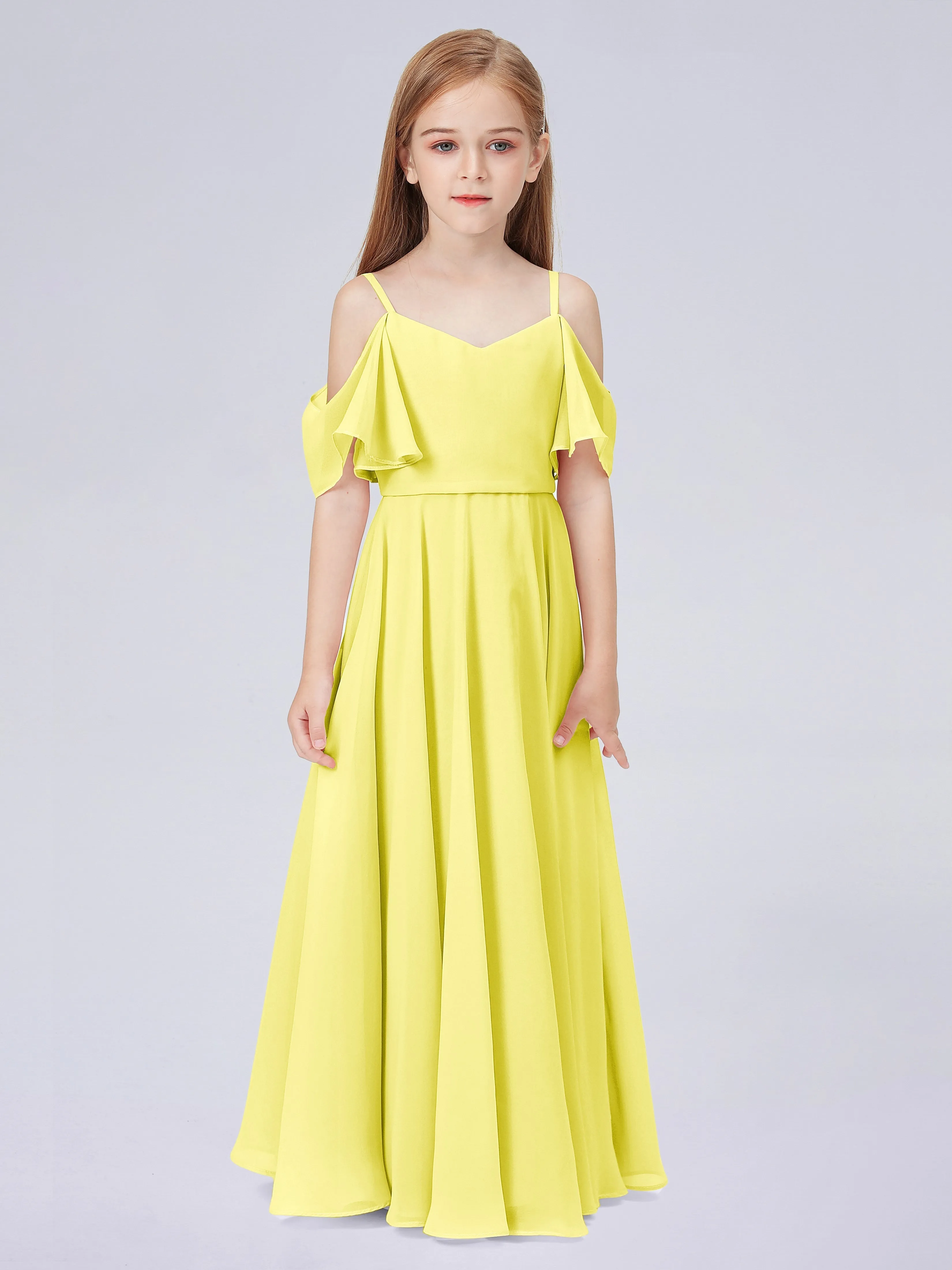 Off Shoulder Junior Bridesmaid Dress with Ruffles