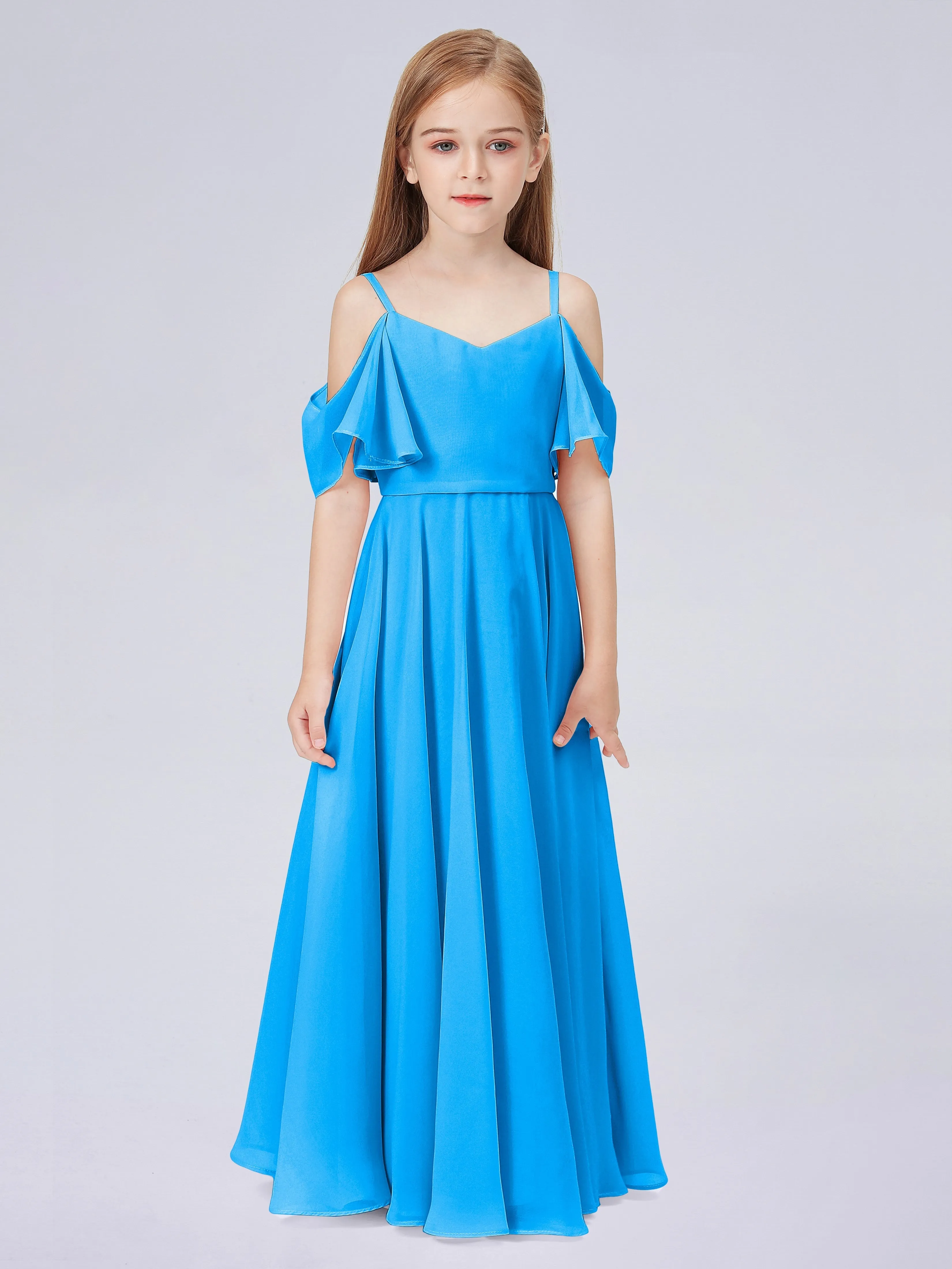 Off Shoulder Junior Bridesmaid Dress with Ruffles