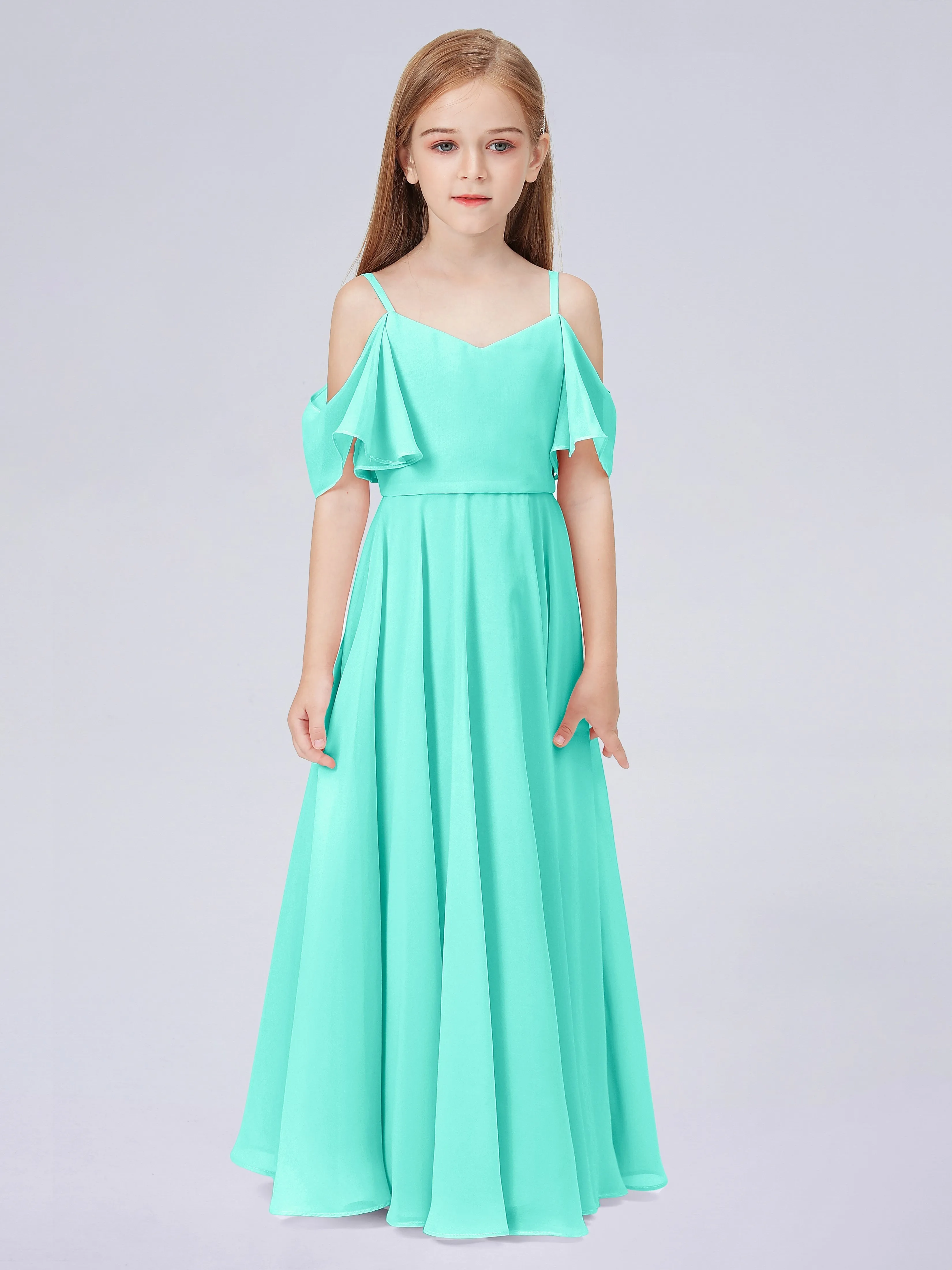 Off Shoulder Junior Bridesmaid Dress with Ruffles