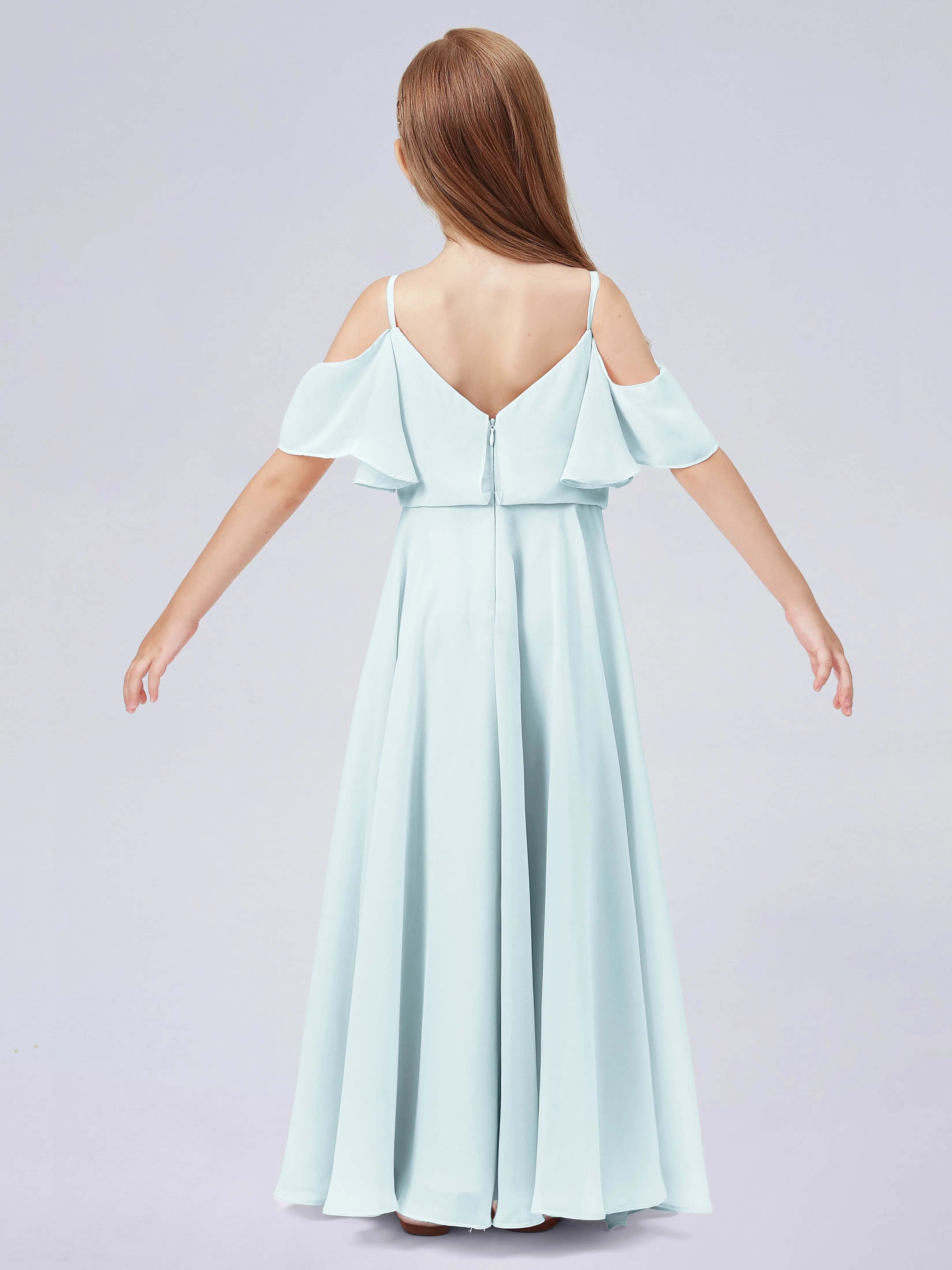 Off Shoulder Junior Bridesmaid Dress with Ruffles