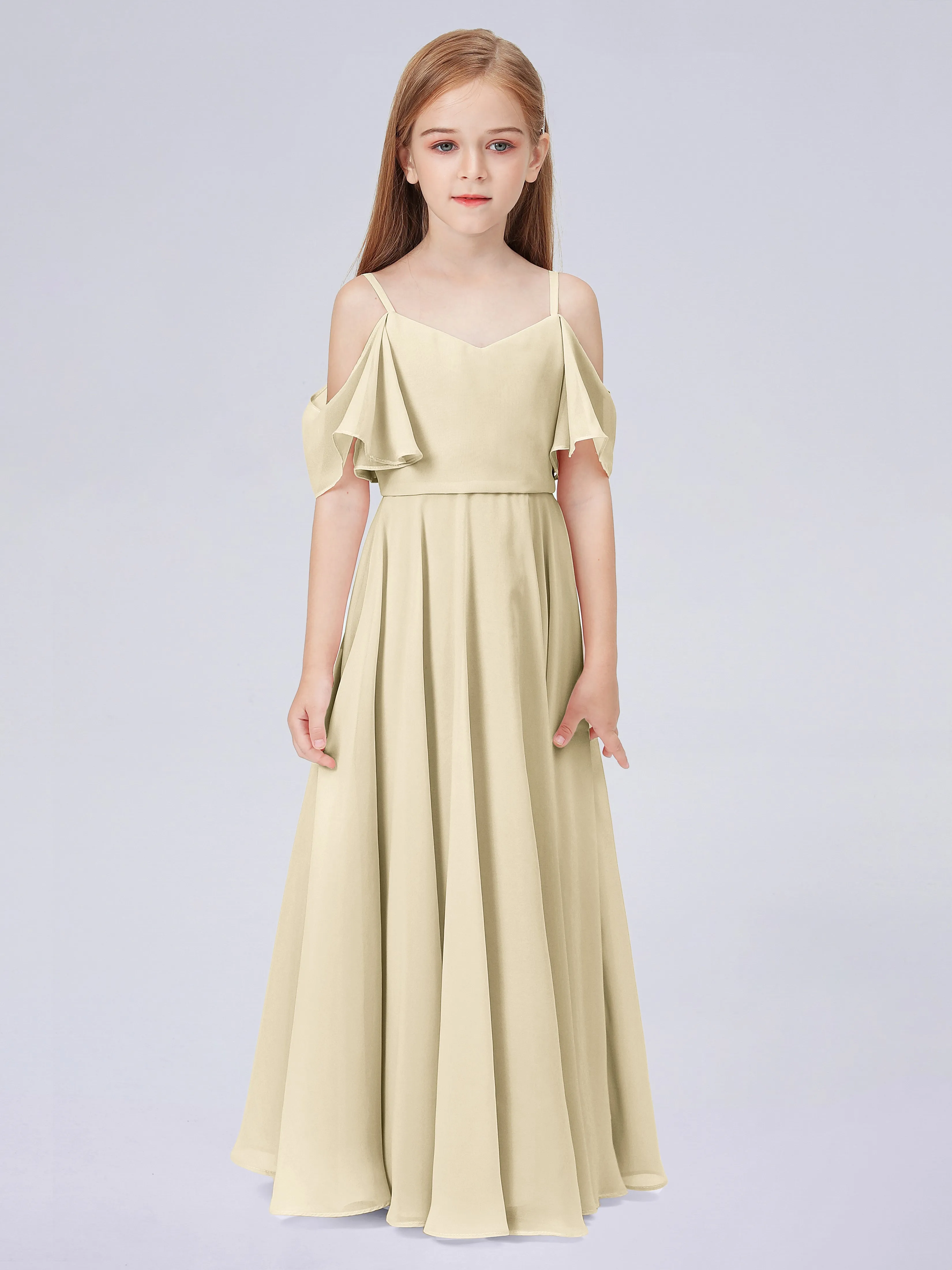 Off Shoulder Junior Bridesmaid Dress with Ruffles