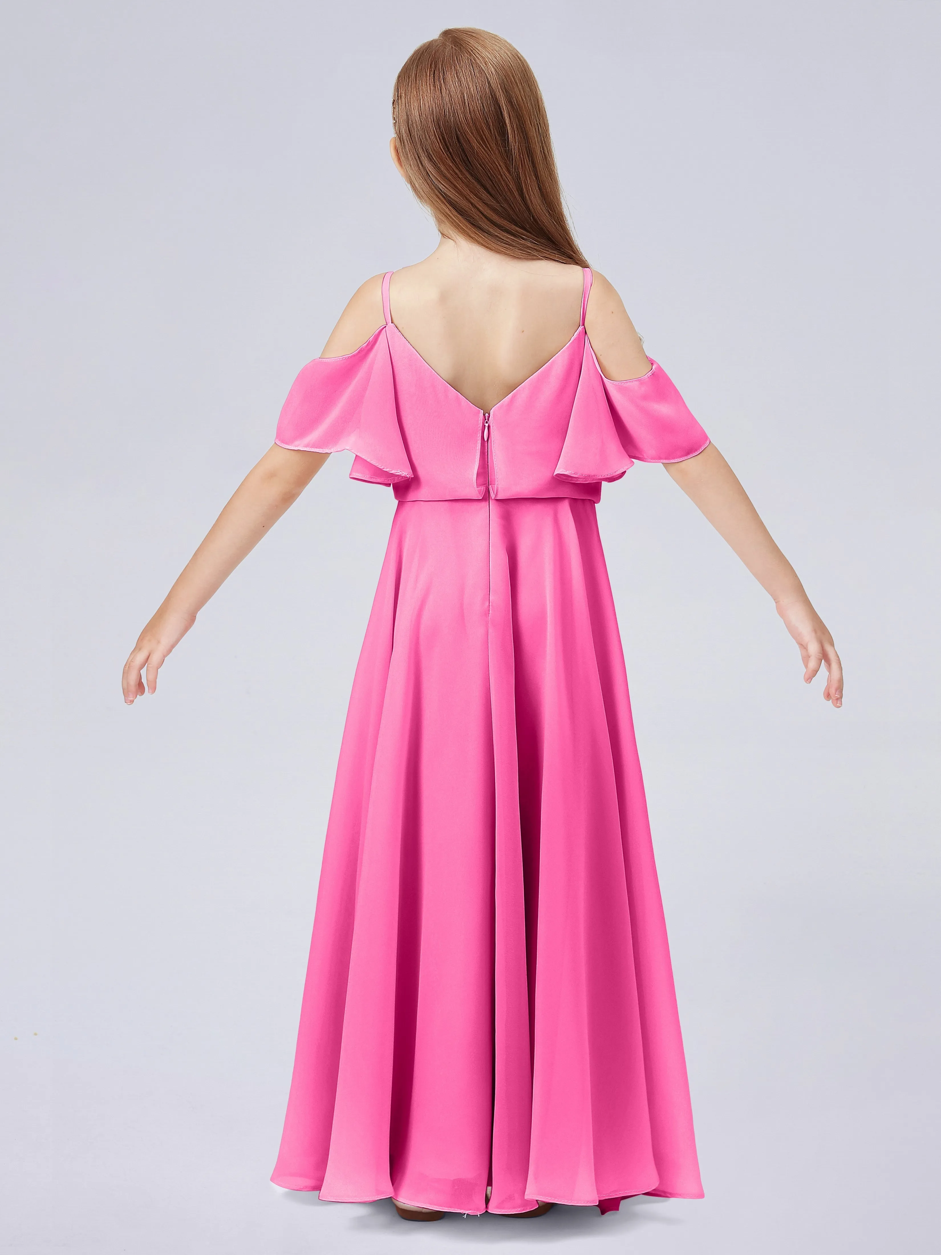 Off Shoulder Junior Bridesmaid Dress with Ruffles