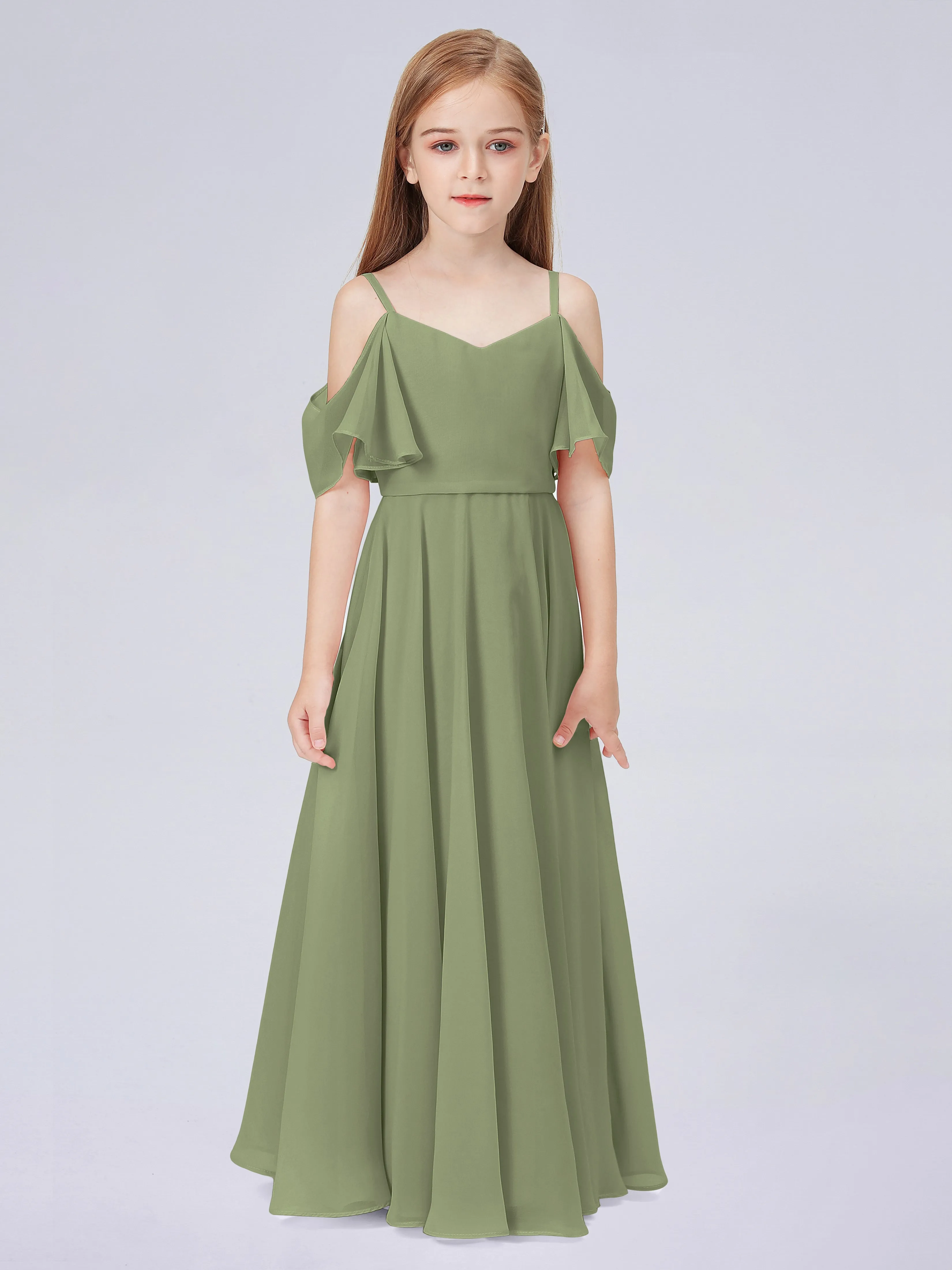 Off Shoulder Junior Bridesmaid Dress with Ruffles