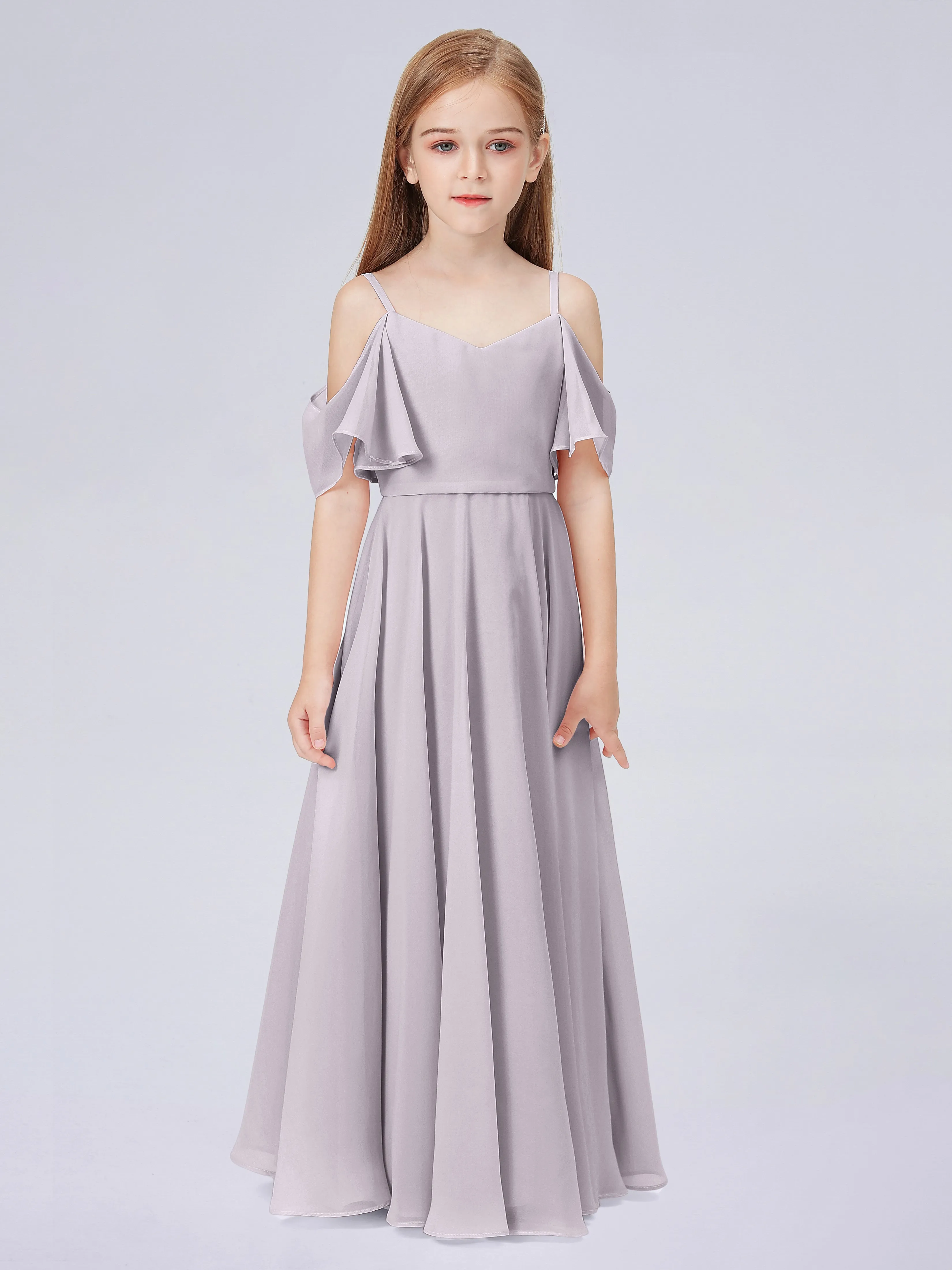 Off Shoulder Junior Bridesmaid Dress with Ruffles