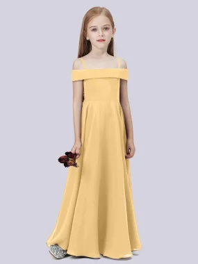 Off Shoulder Stretch Chiffon Junior Bridesmaid Dress