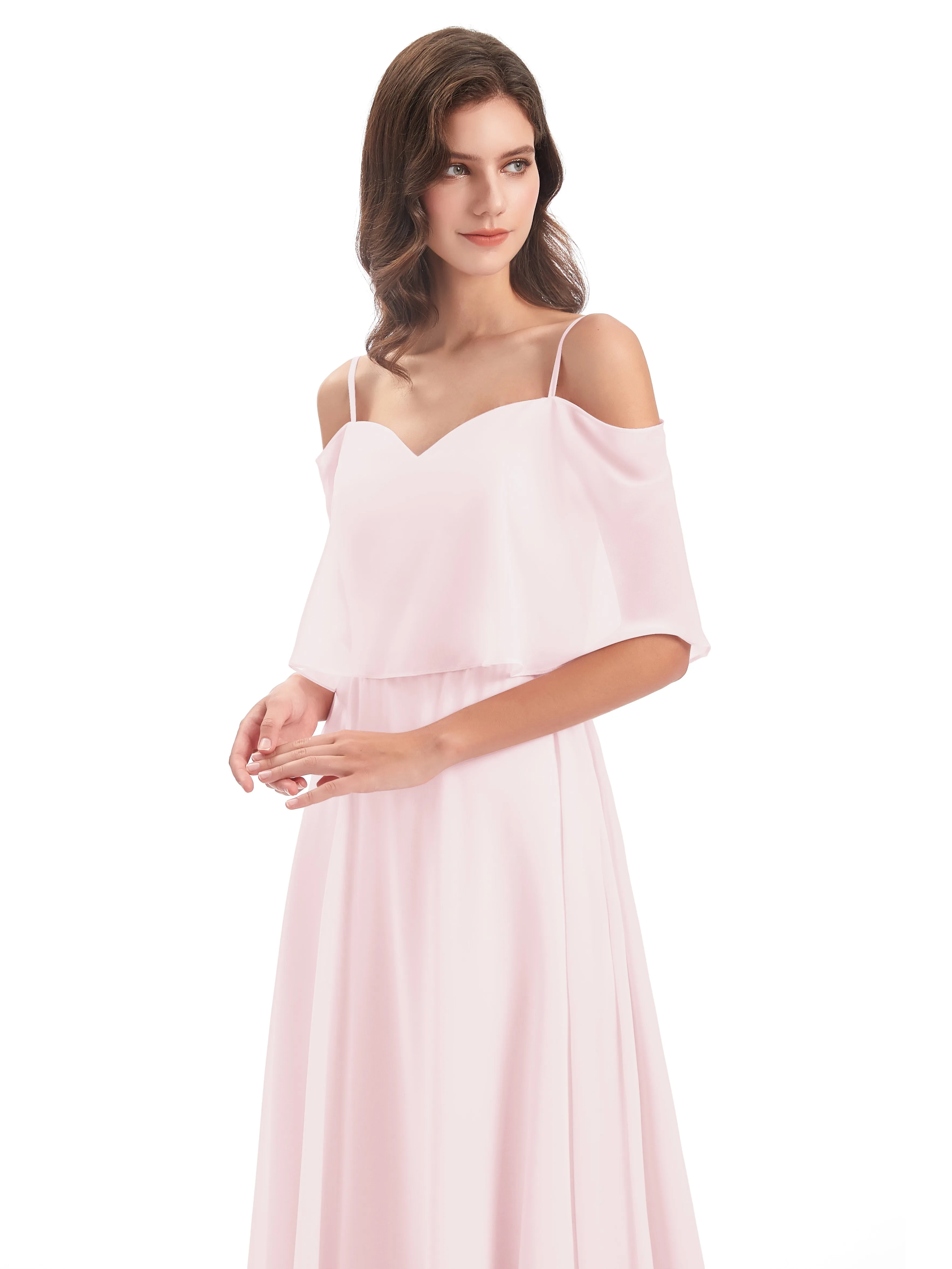 Olivia Inexpensive Chiffon Spaghetti Straps Bridesmaid Dresses