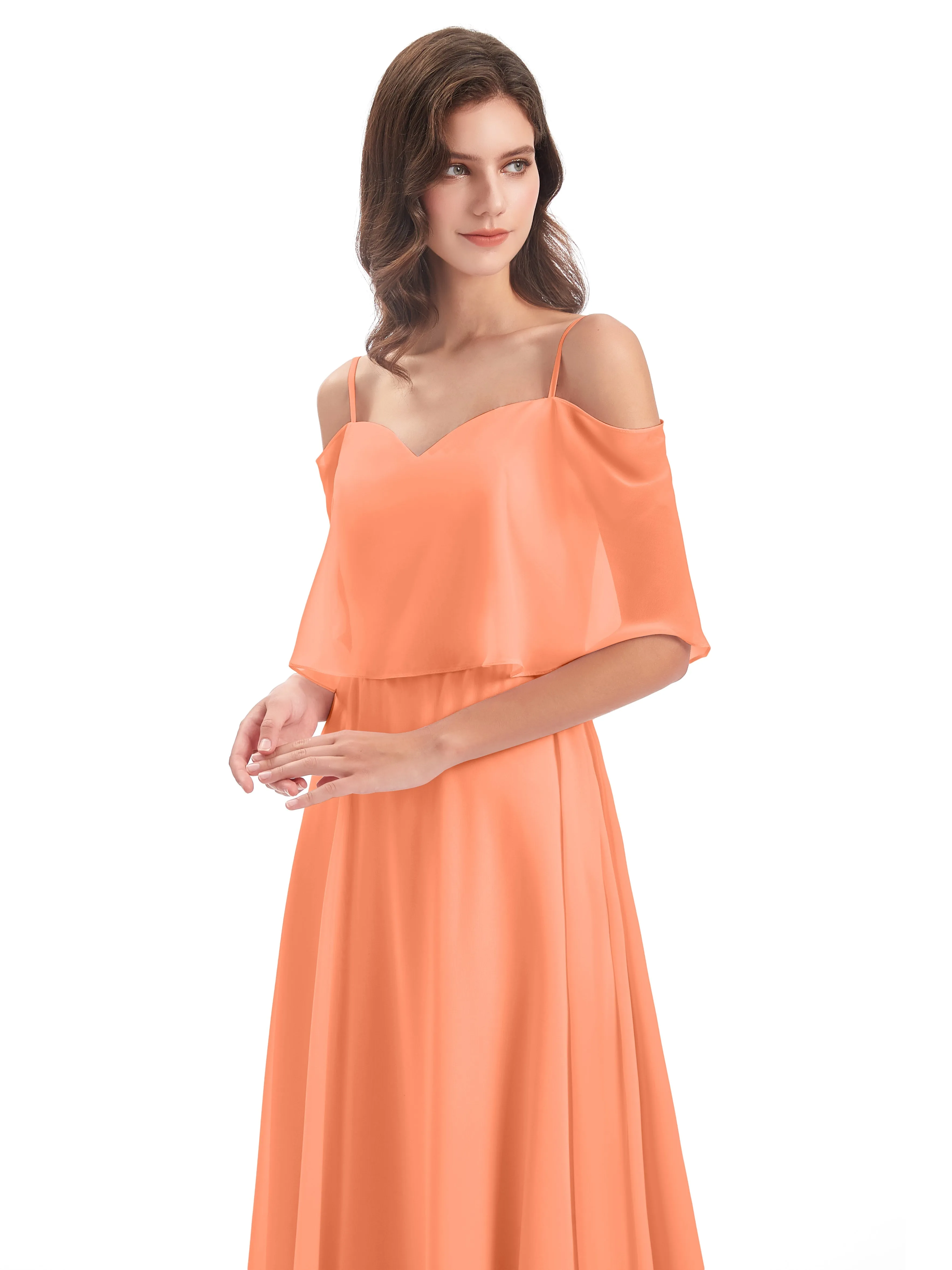 Olivia Inexpensive Chiffon Spaghetti Straps Bridesmaid Dresses