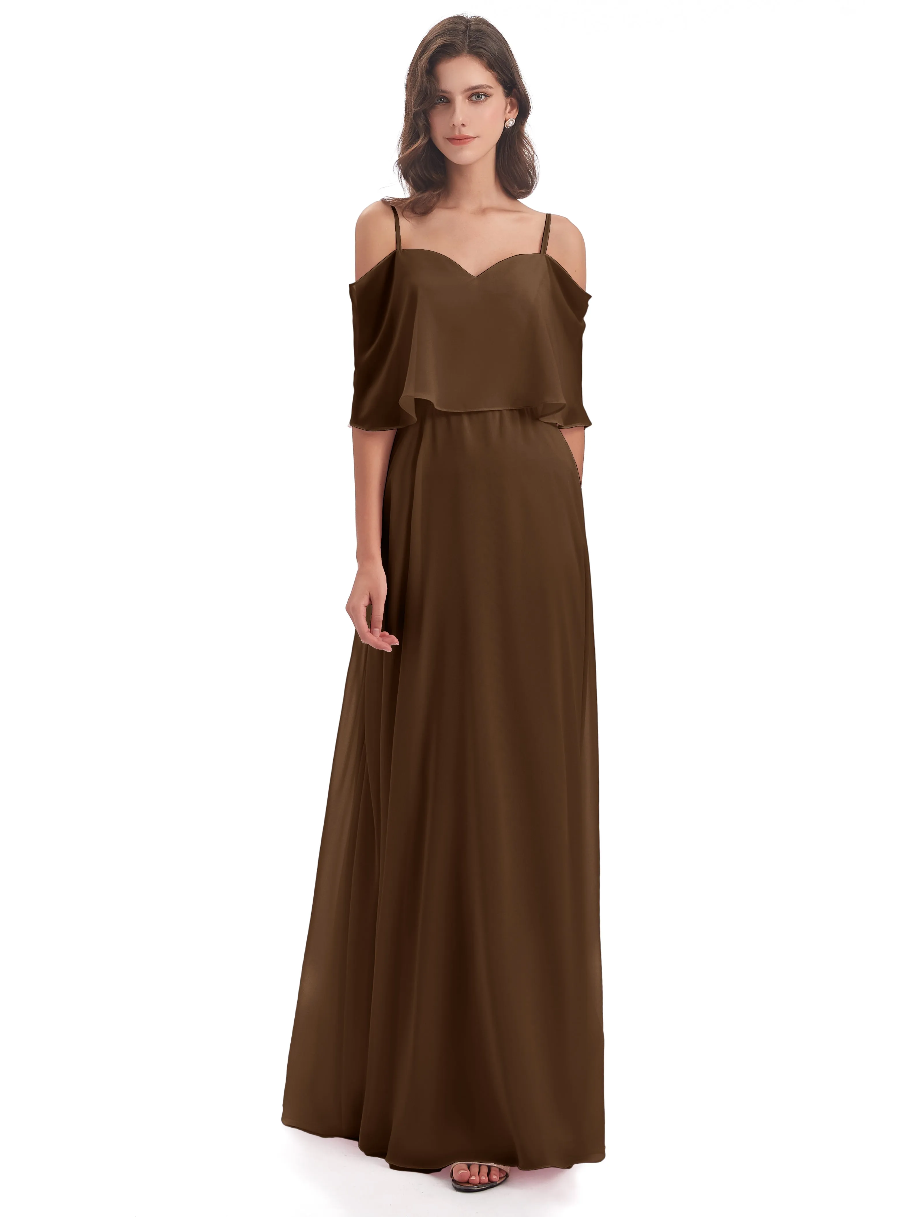 Olivia Inexpensive Chiffon Spaghetti Straps Bridesmaid Dresses