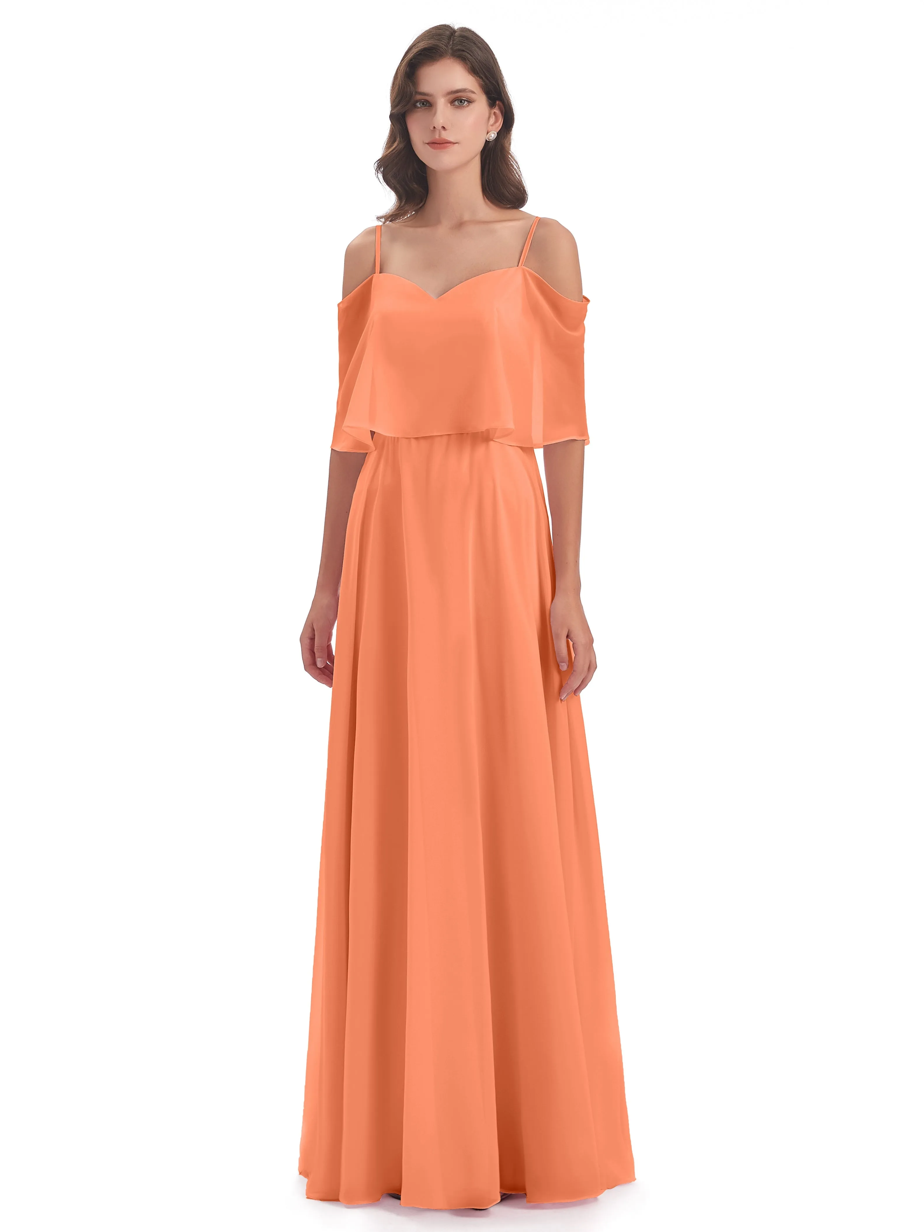 Olivia Inexpensive Chiffon Spaghetti Straps Bridesmaid Dresses