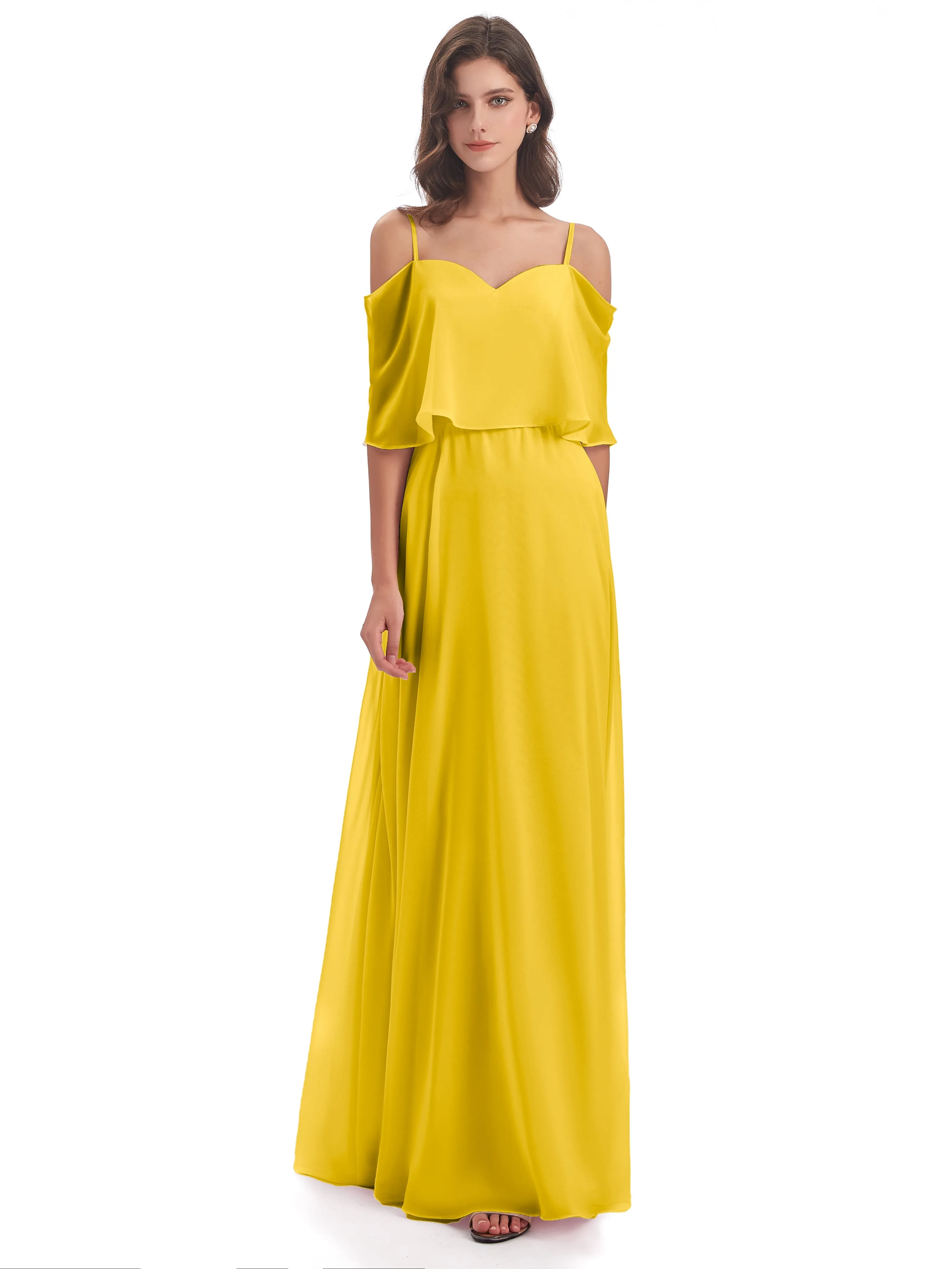 Olivia Inexpensive Chiffon Spaghetti Straps Bridesmaid Dresses