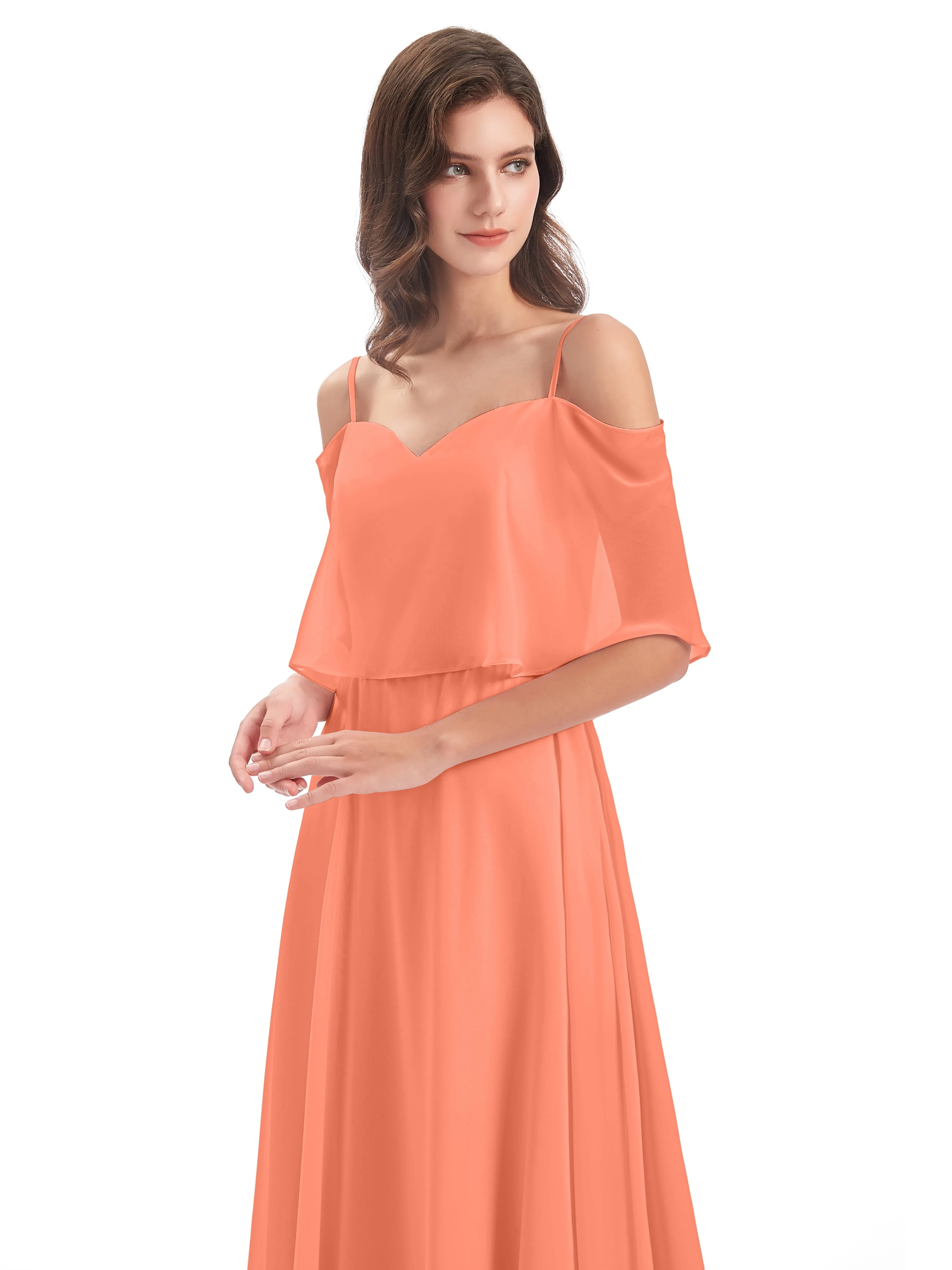 Olivia Inexpensive Chiffon Spaghetti Straps Bridesmaid Dresses