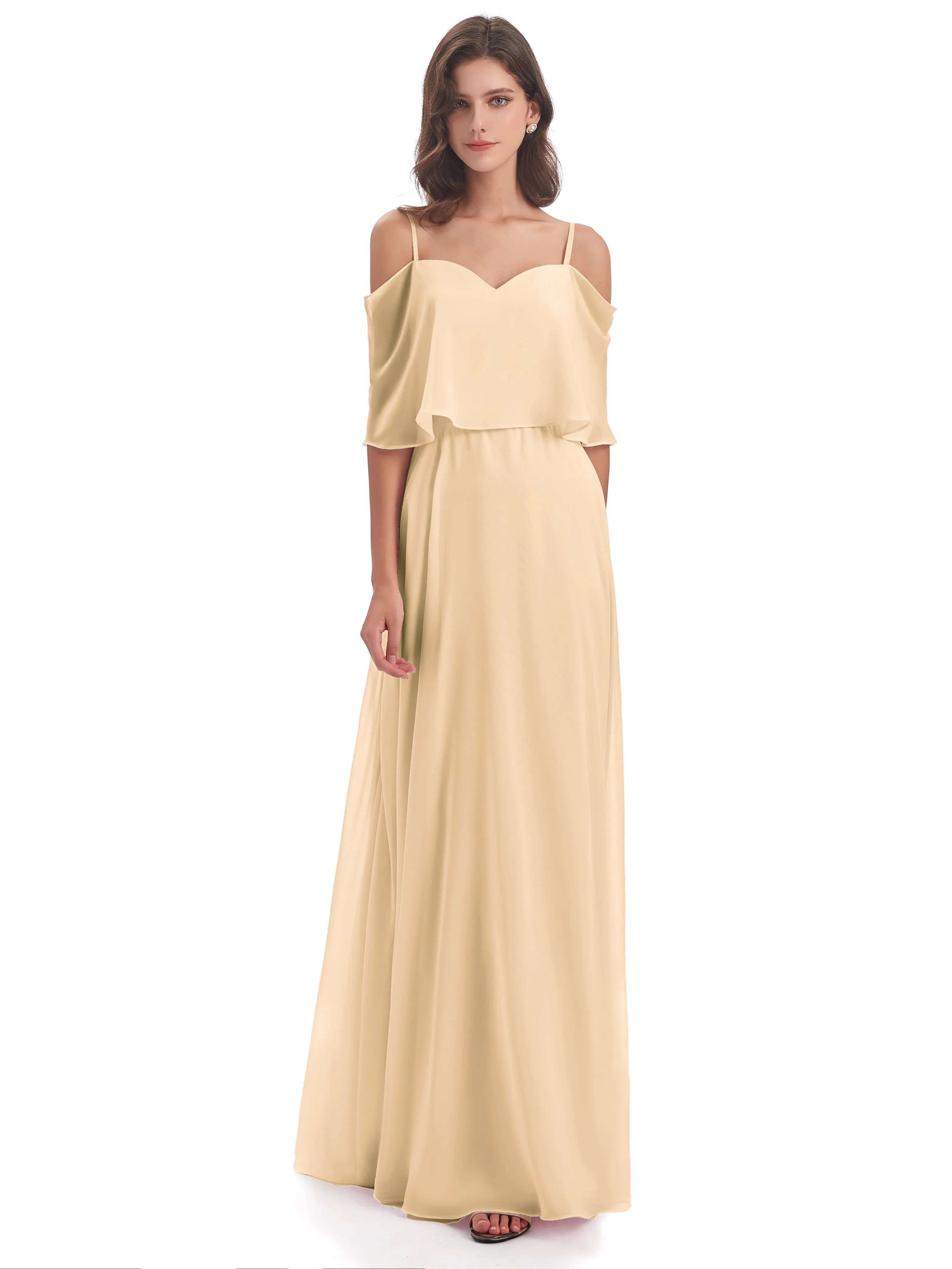 Olivia Inexpensive Chiffon Spaghetti Straps Bridesmaid Dresses