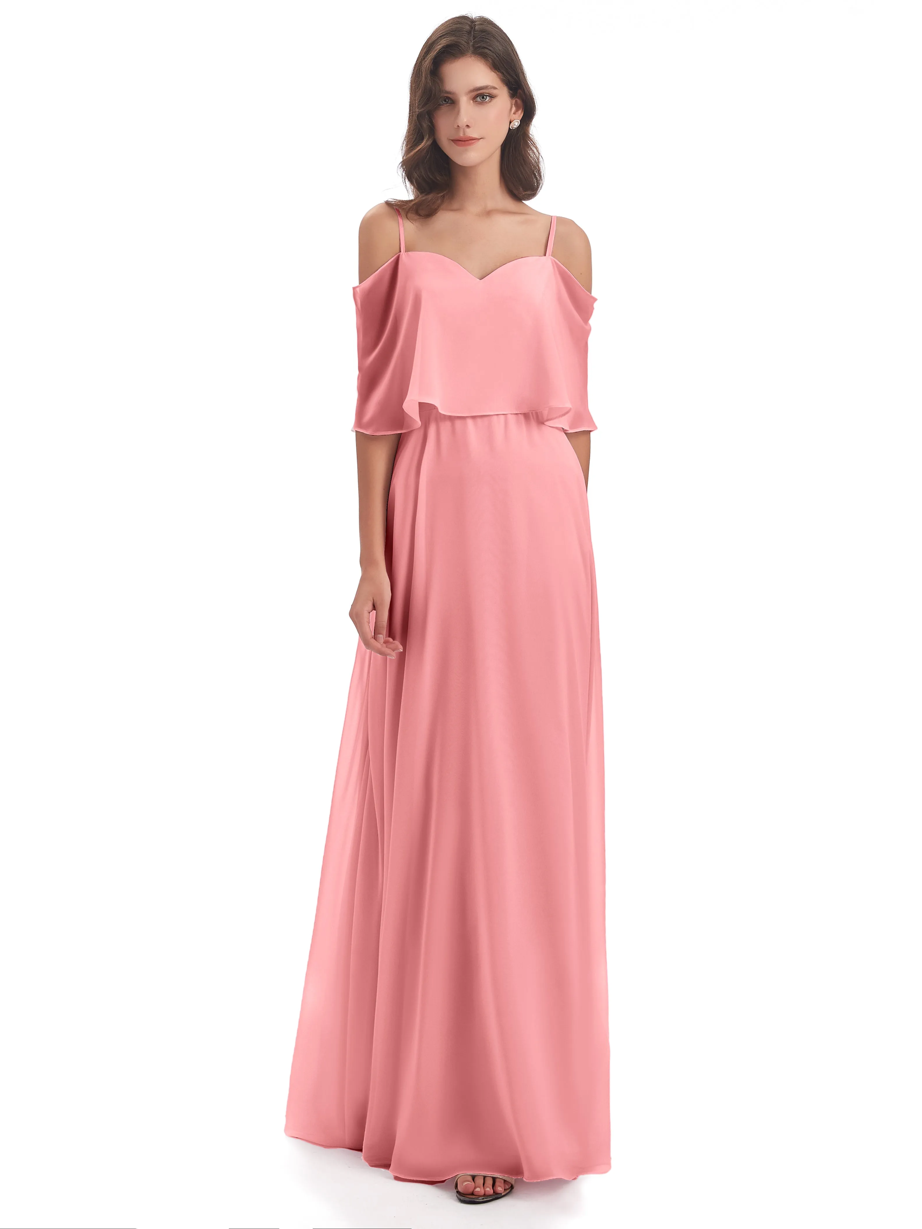 Olivia Inexpensive Chiffon Spaghetti Straps Bridesmaid Dresses