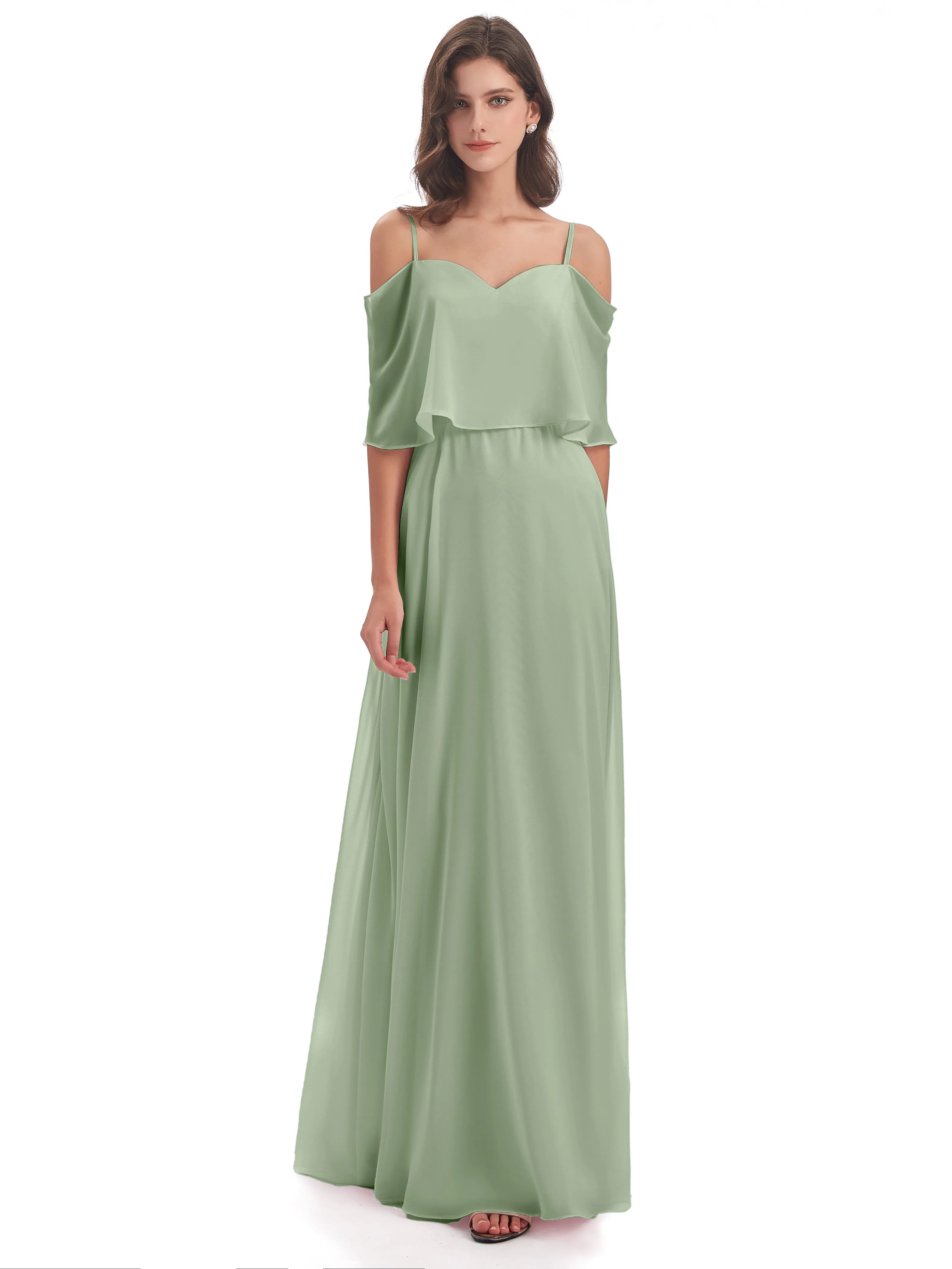 Olivia Inexpensive Chiffon Spaghetti Straps Bridesmaid Dresses