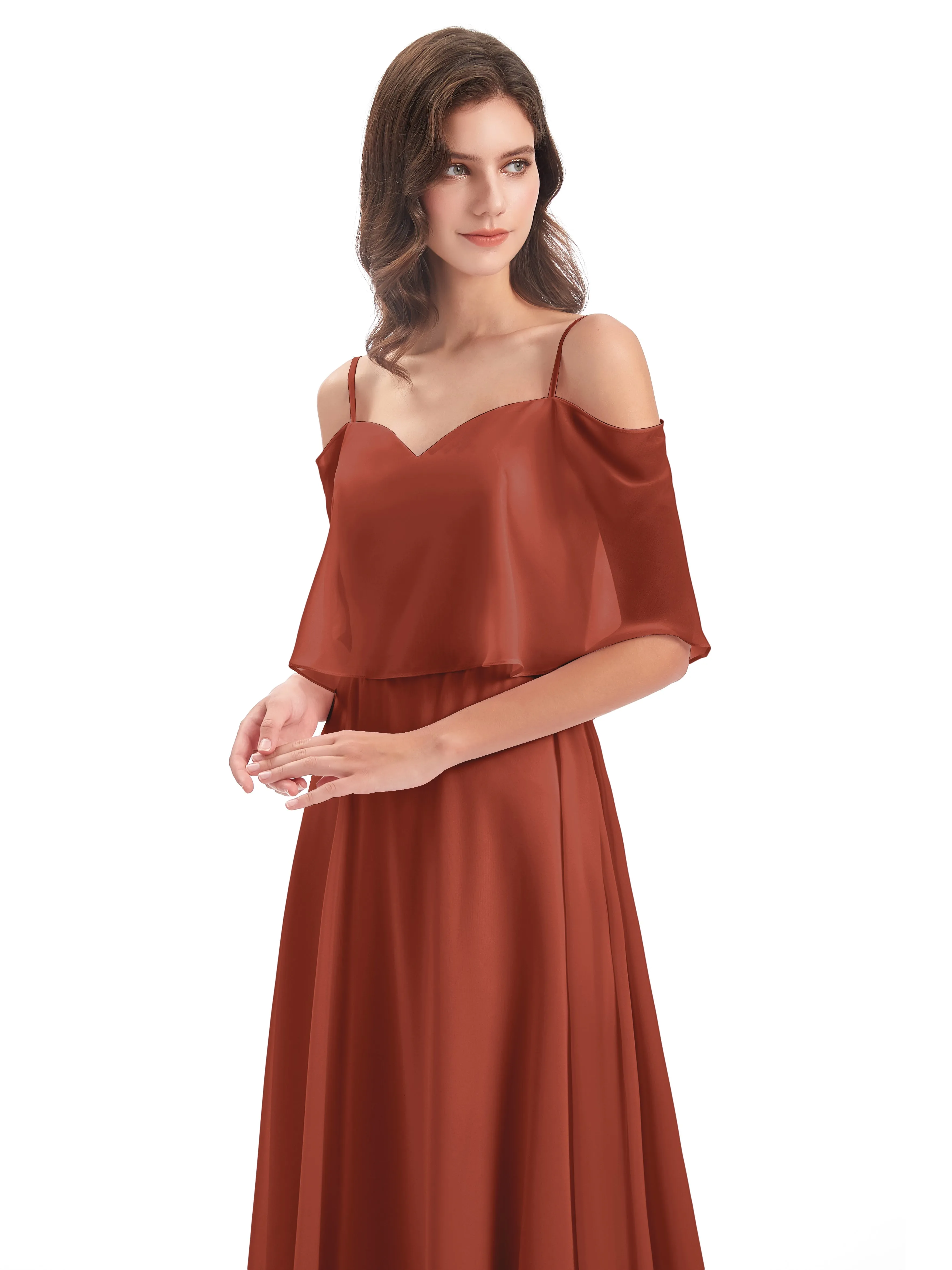 Olivia Inexpensive Chiffon Spaghetti Straps Bridesmaid Dresses