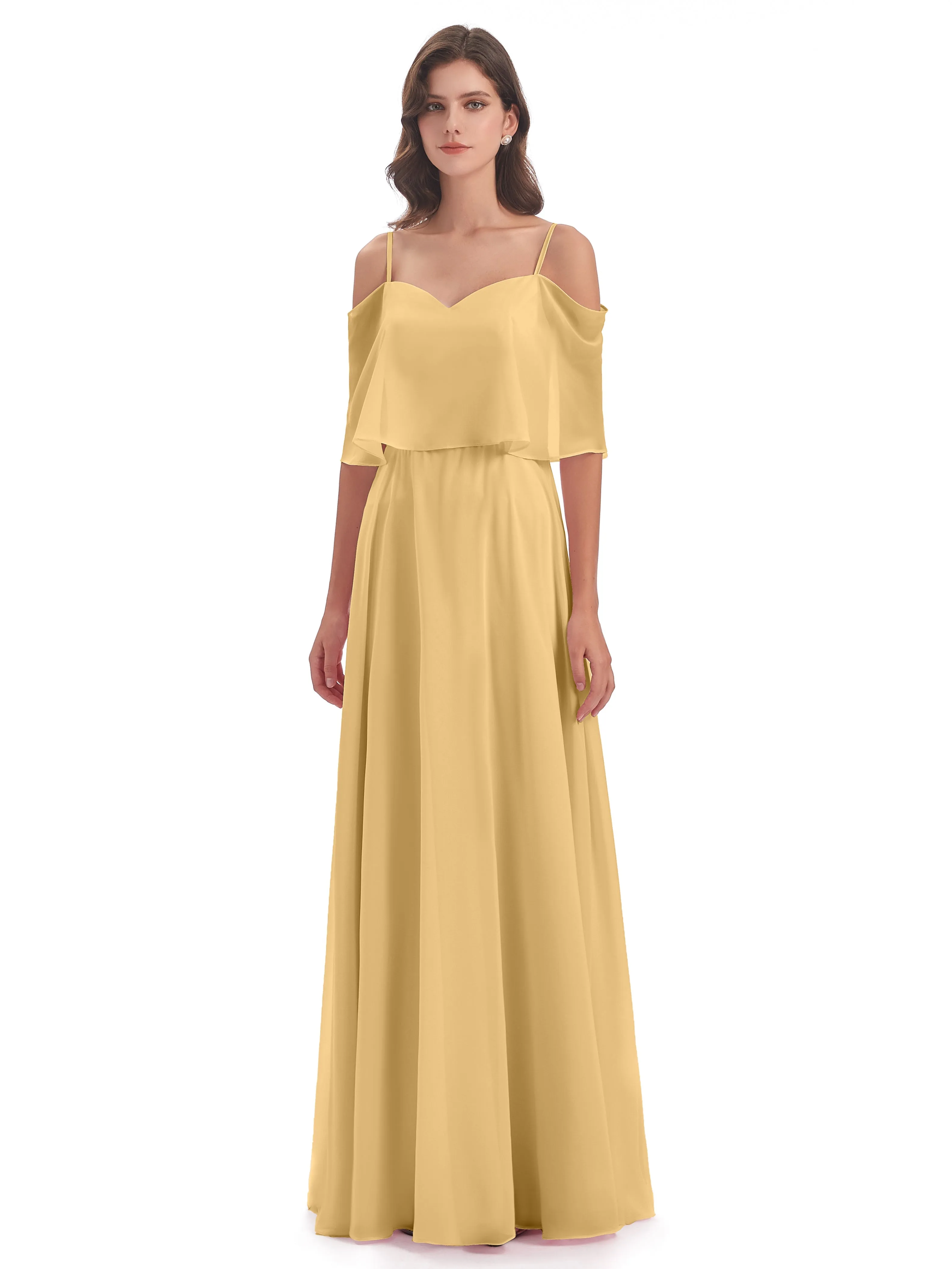 Olivia Inexpensive Chiffon Spaghetti Straps Bridesmaid Dresses