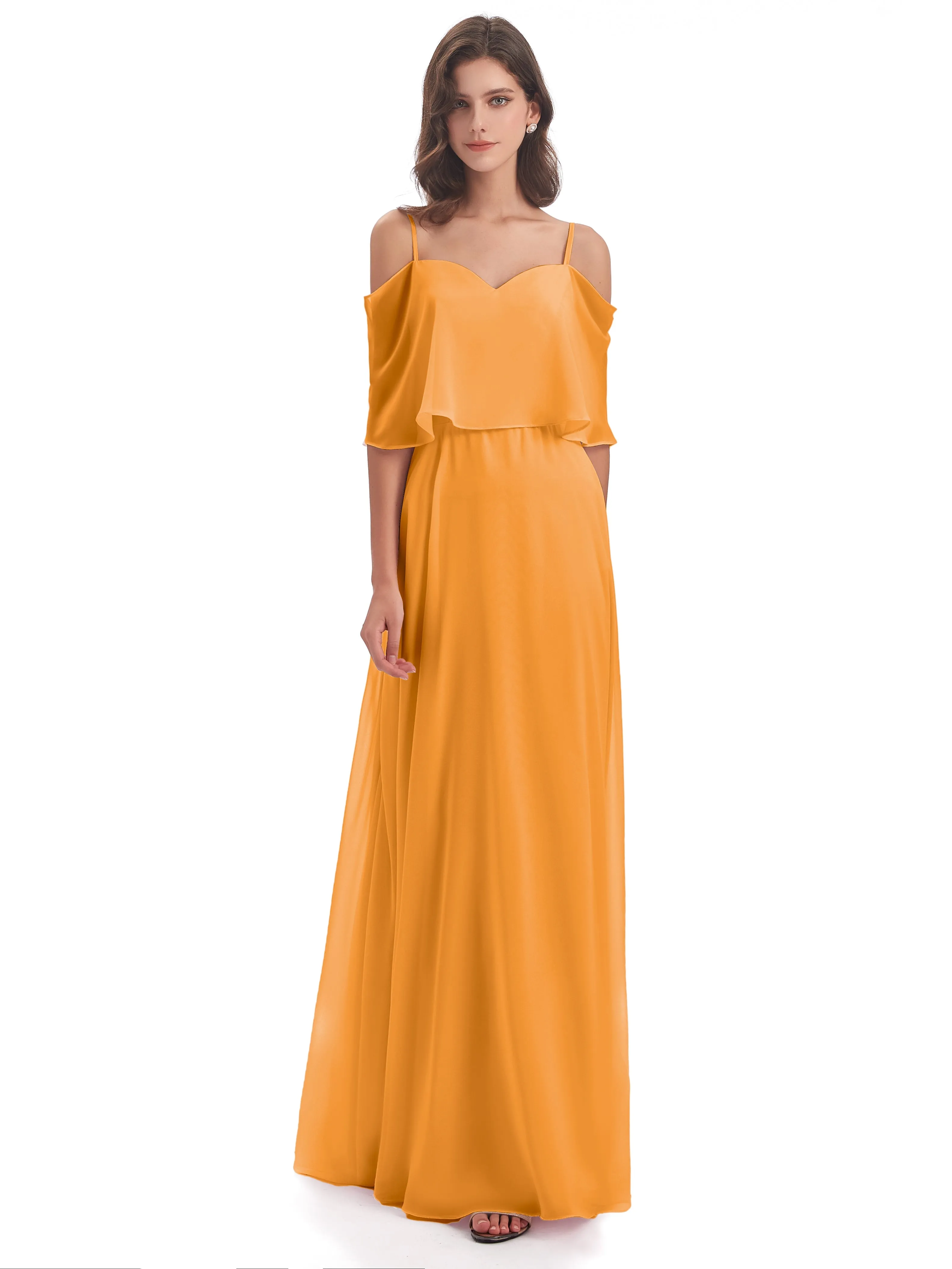 Olivia Inexpensive Chiffon Spaghetti Straps Bridesmaid Dresses