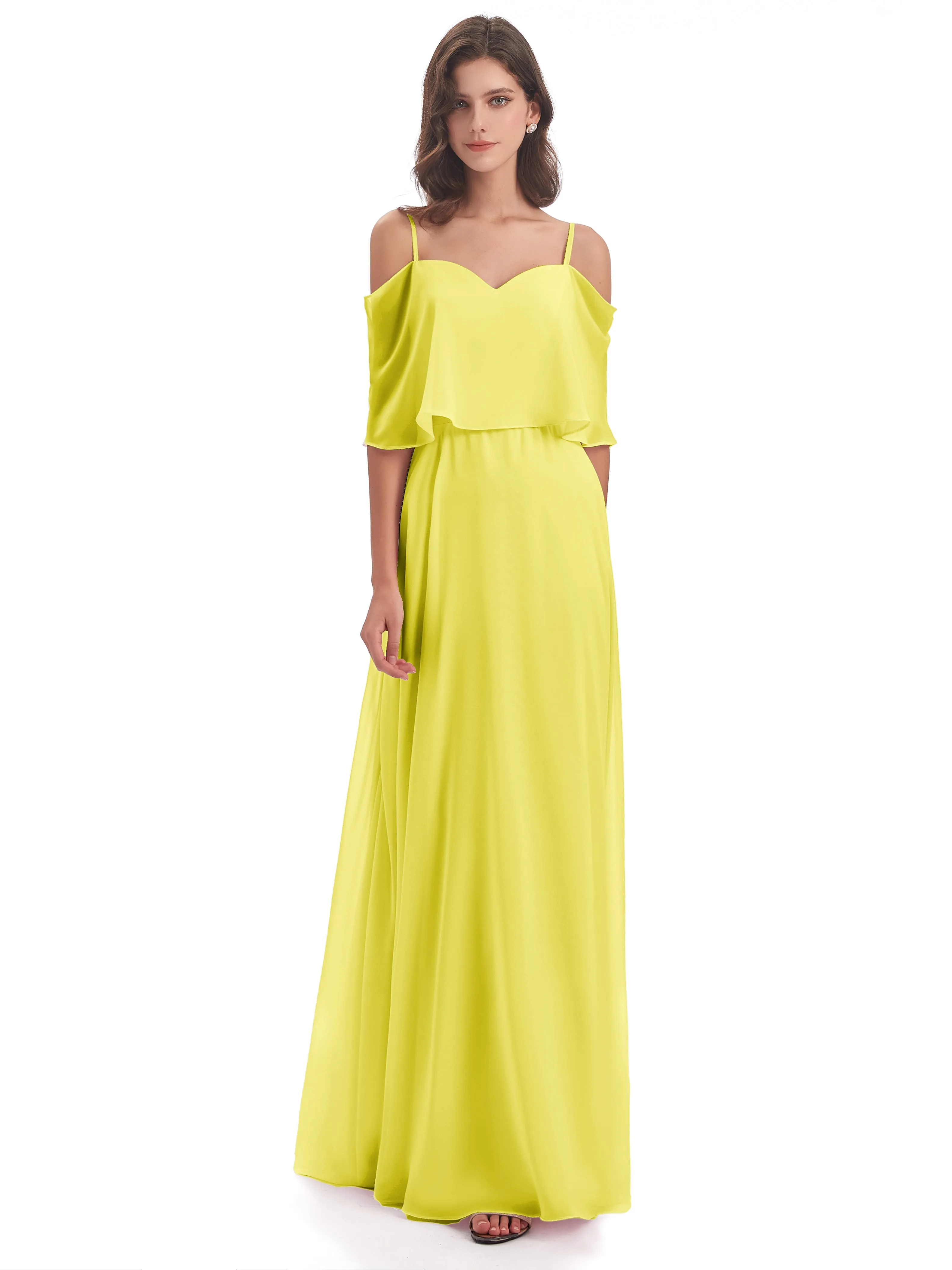 Olivia Inexpensive Chiffon Spaghetti Straps Bridesmaid Dresses