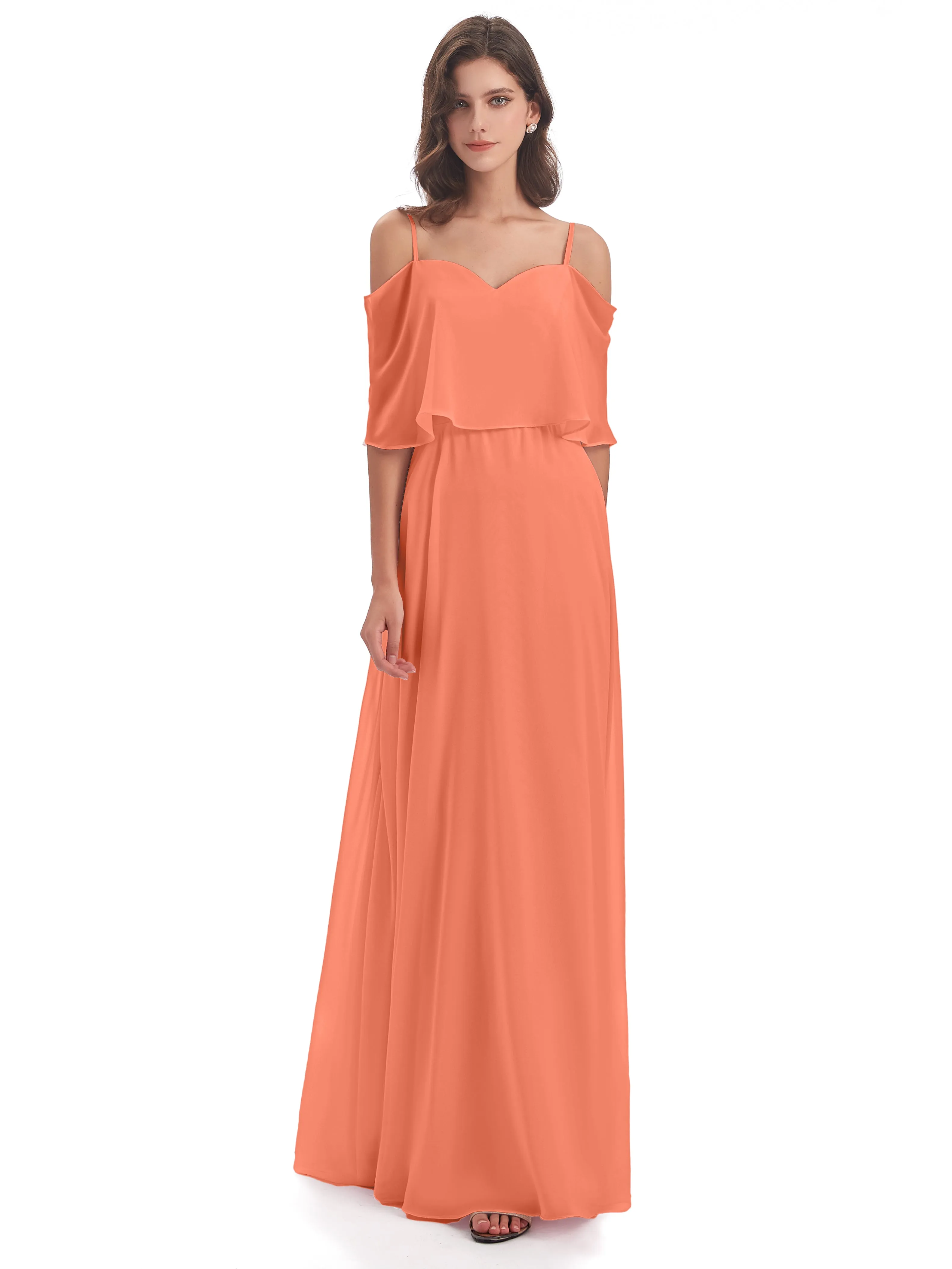 Olivia Inexpensive Chiffon Spaghetti Straps Bridesmaid Dresses