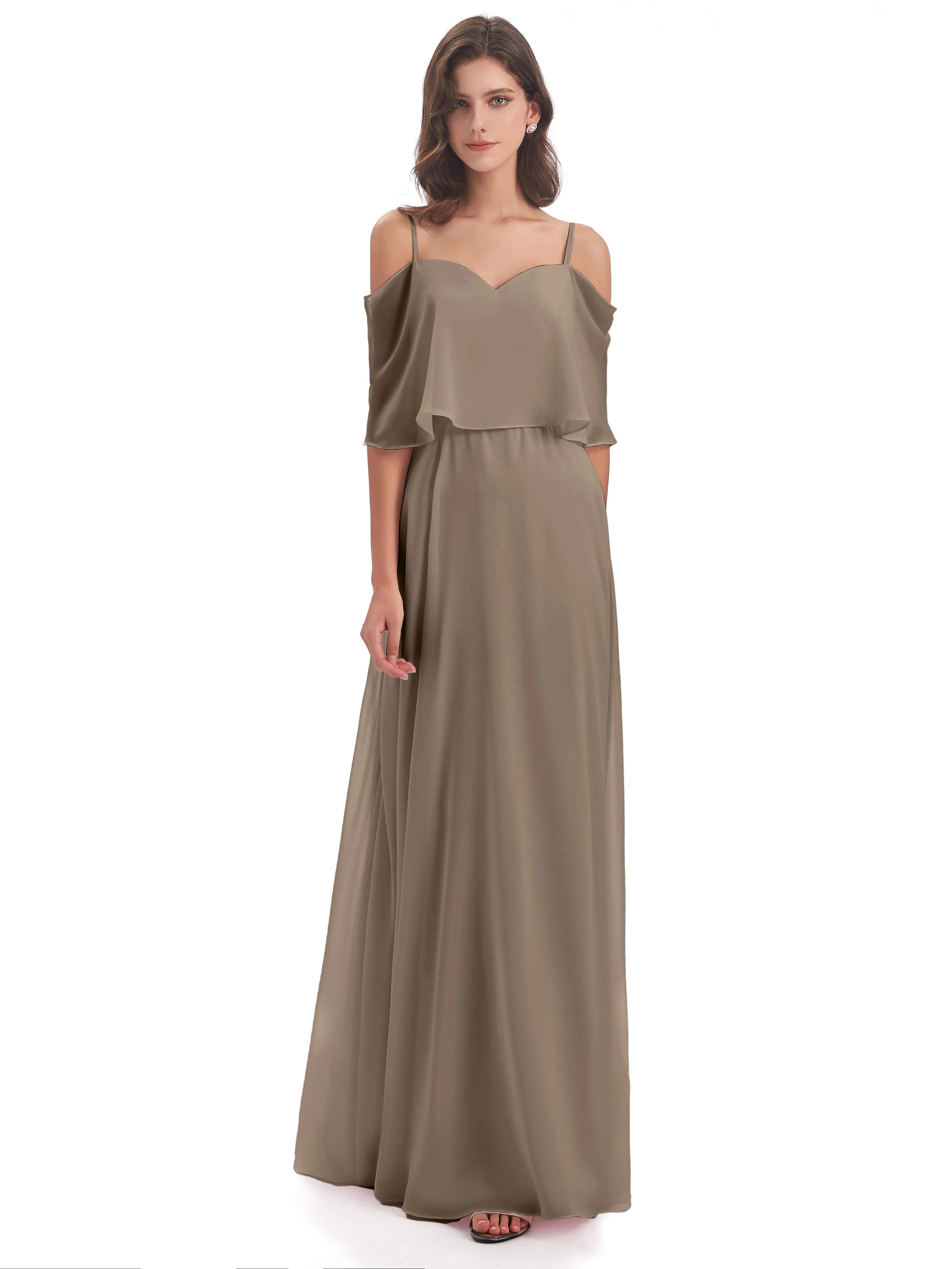 Olivia Inexpensive Chiffon Spaghetti Straps Bridesmaid Dresses