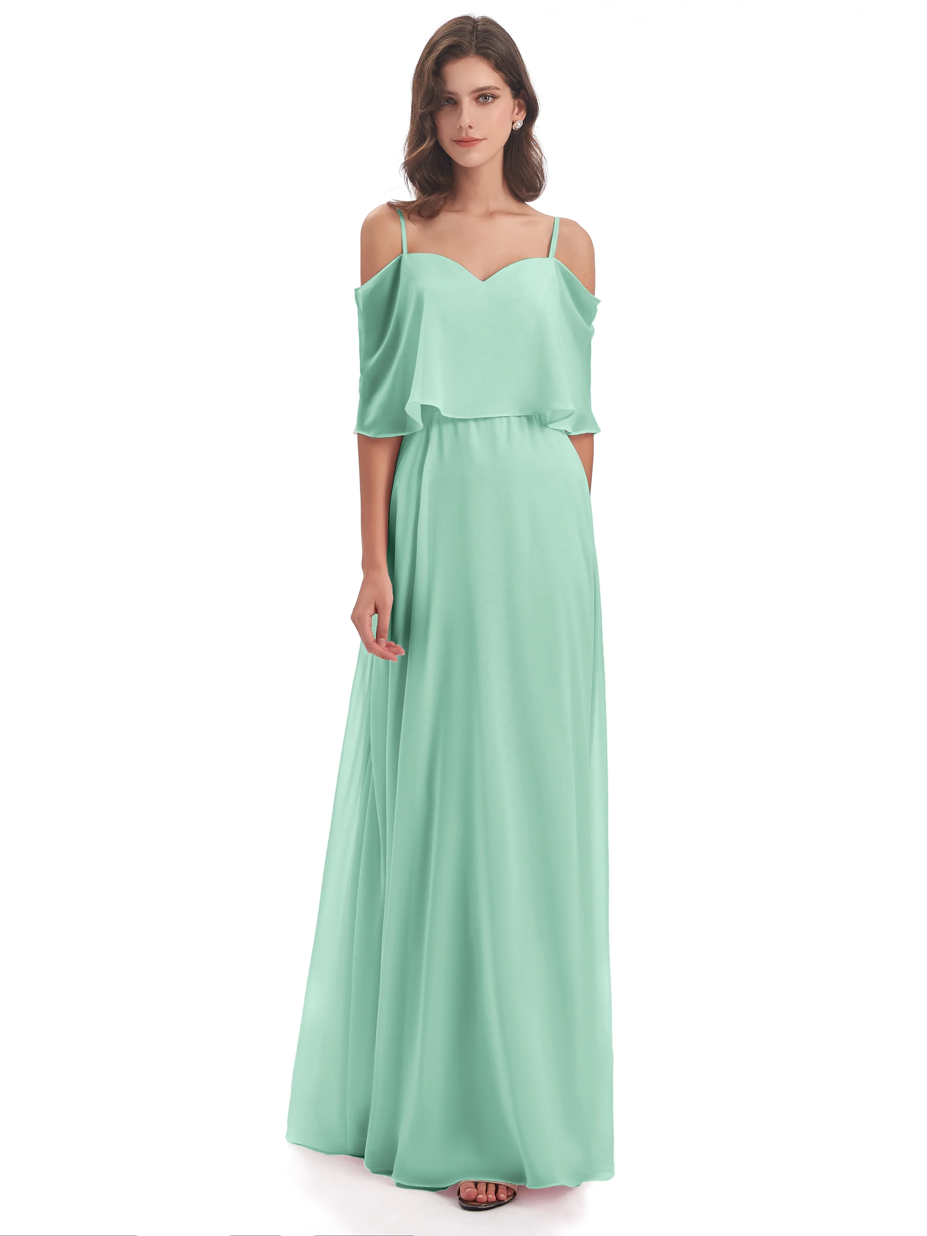 Olivia Inexpensive Chiffon Spaghetti Straps Bridesmaid Dresses