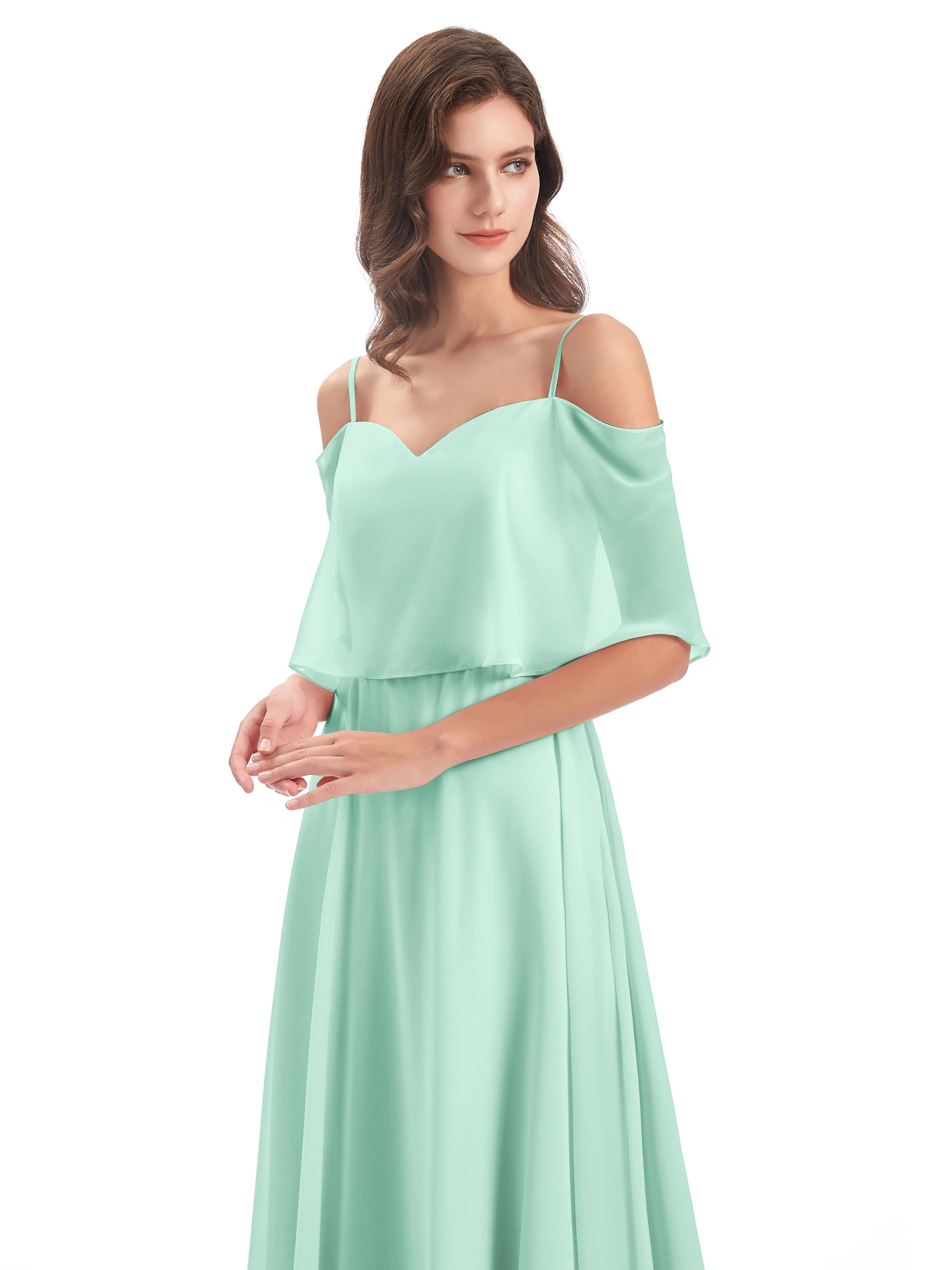 Olivia Inexpensive Chiffon Spaghetti Straps Bridesmaid Dresses