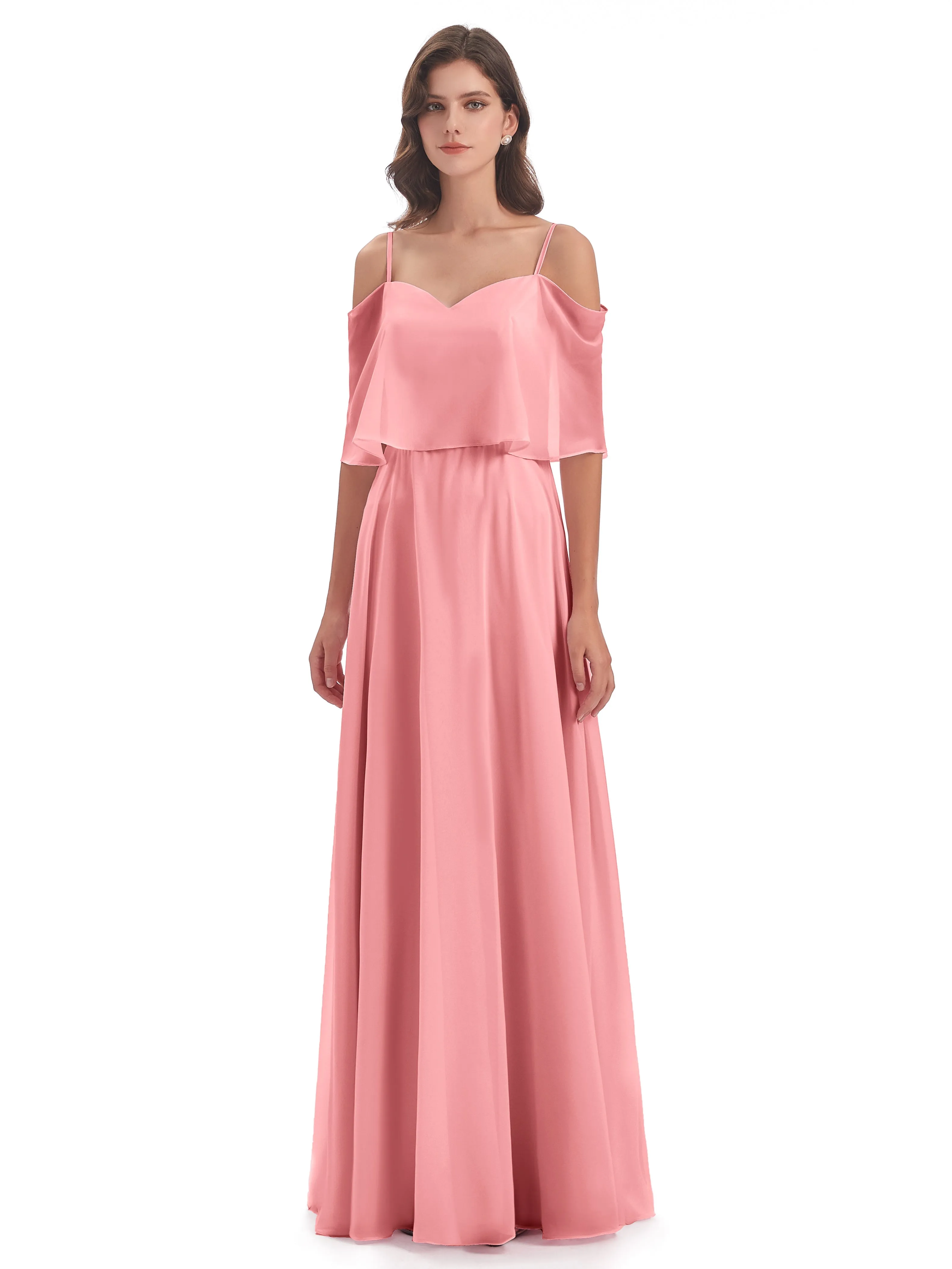 Olivia Inexpensive Chiffon Spaghetti Straps Bridesmaid Dresses