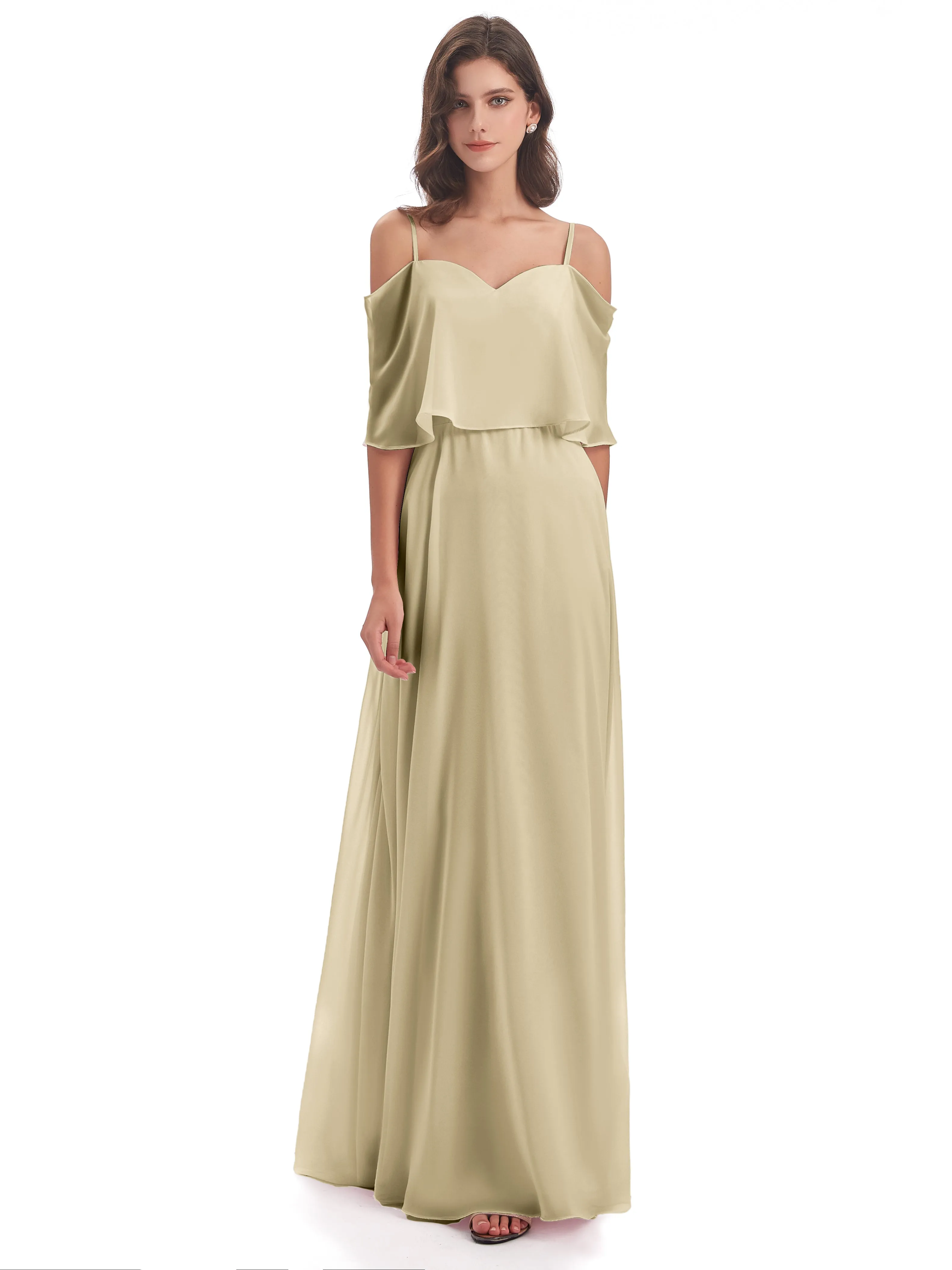 Olivia Inexpensive Chiffon Spaghetti Straps Bridesmaid Dresses