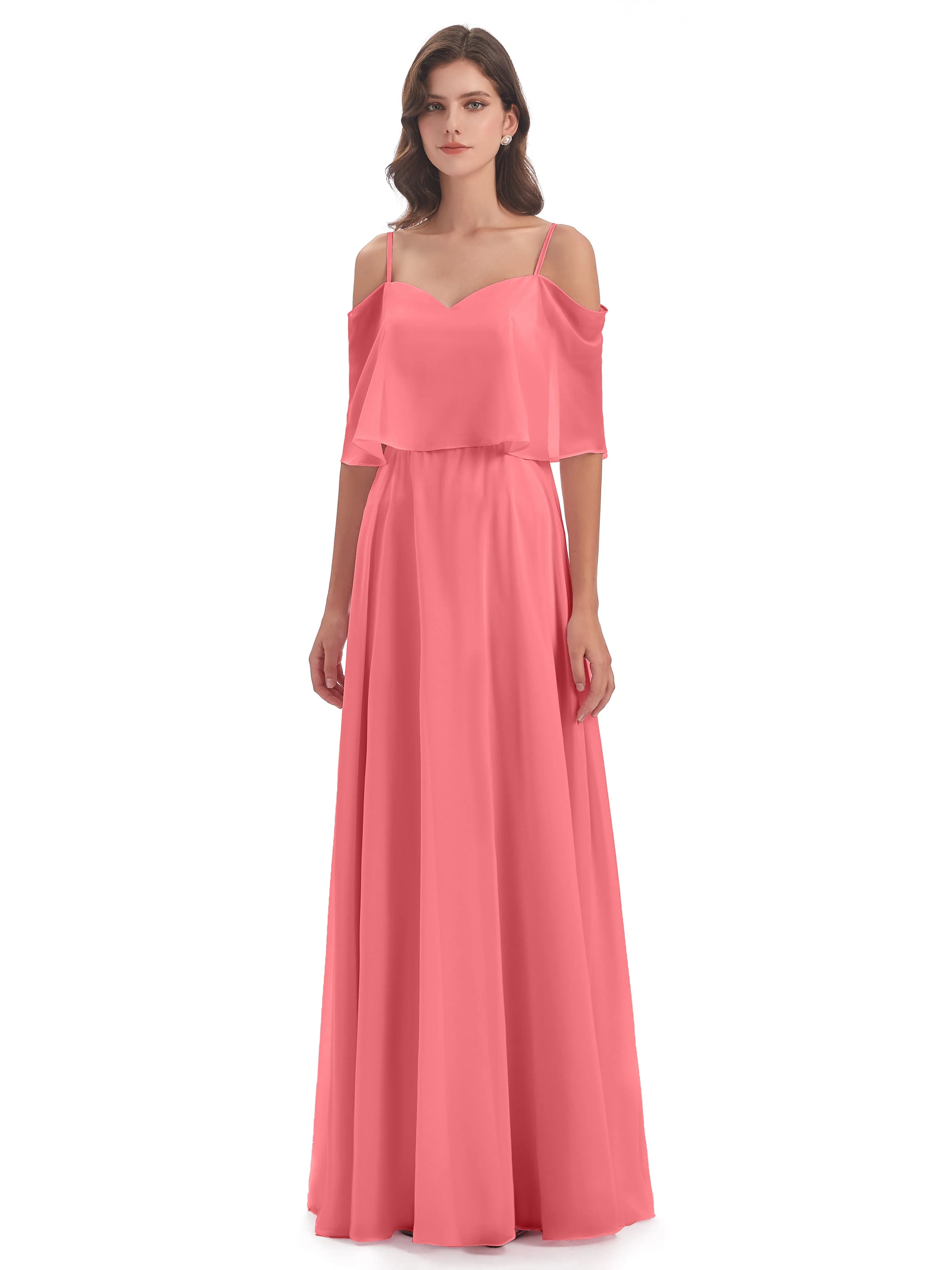 Olivia Inexpensive Chiffon Spaghetti Straps Bridesmaid Dresses