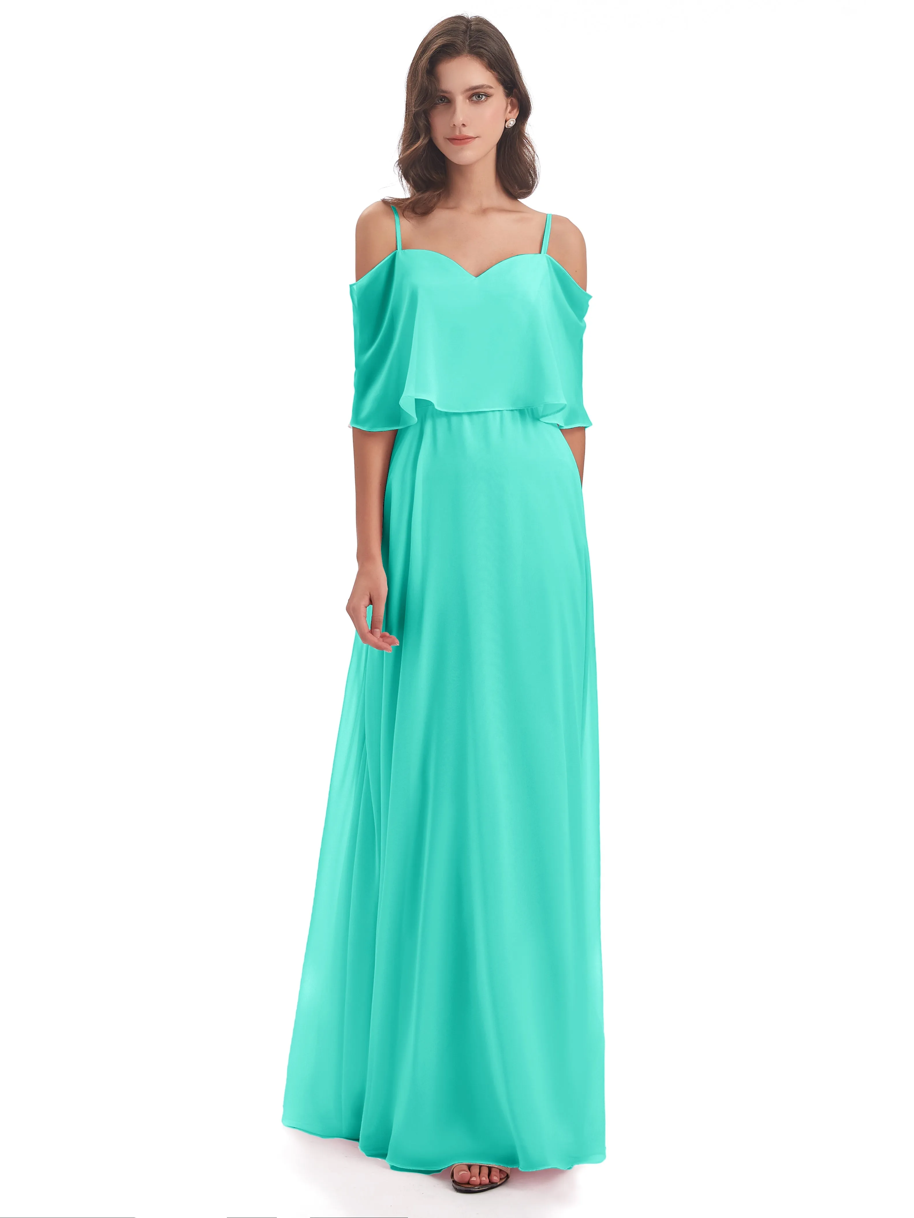 Olivia Inexpensive Chiffon Spaghetti Straps Bridesmaid Dresses