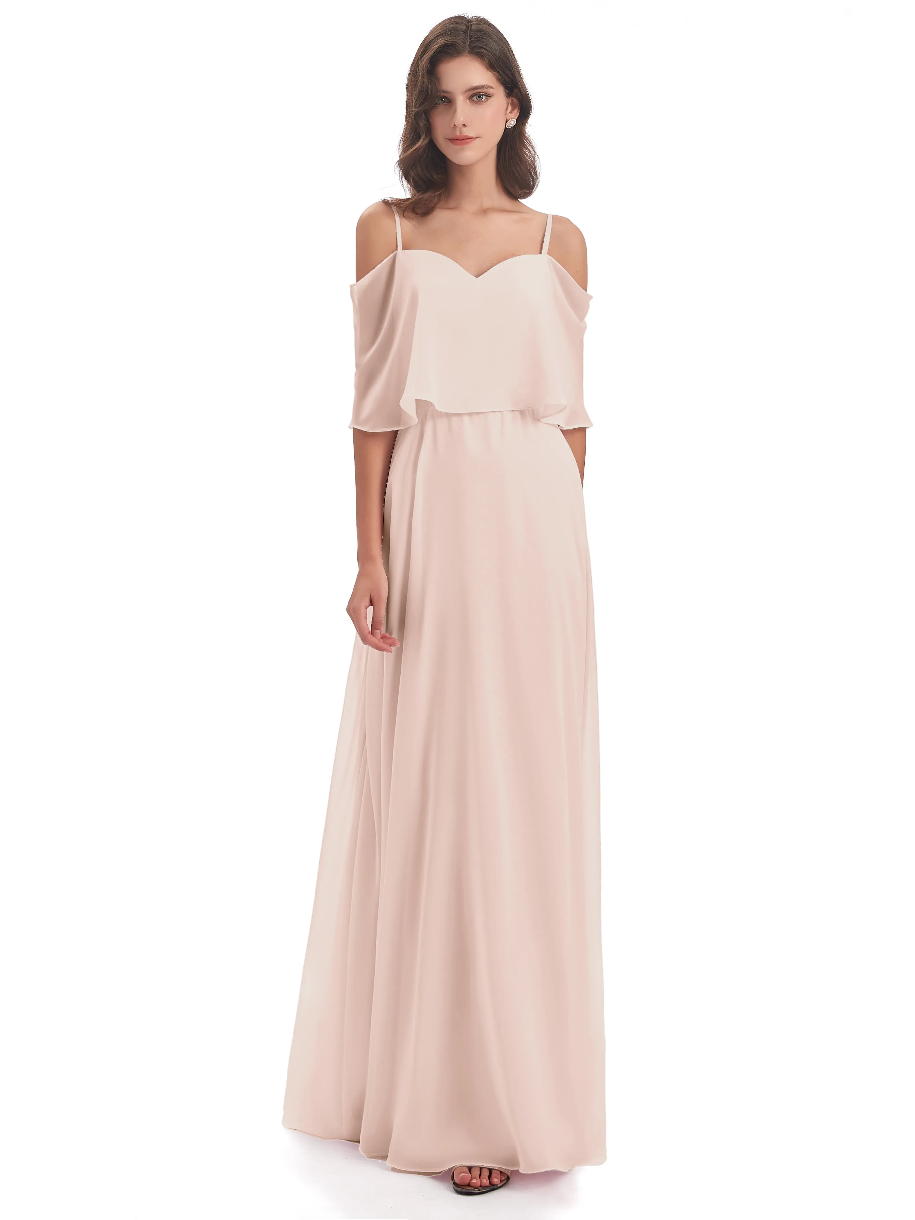 Olivia Inexpensive Chiffon Spaghetti Straps Bridesmaid Dresses