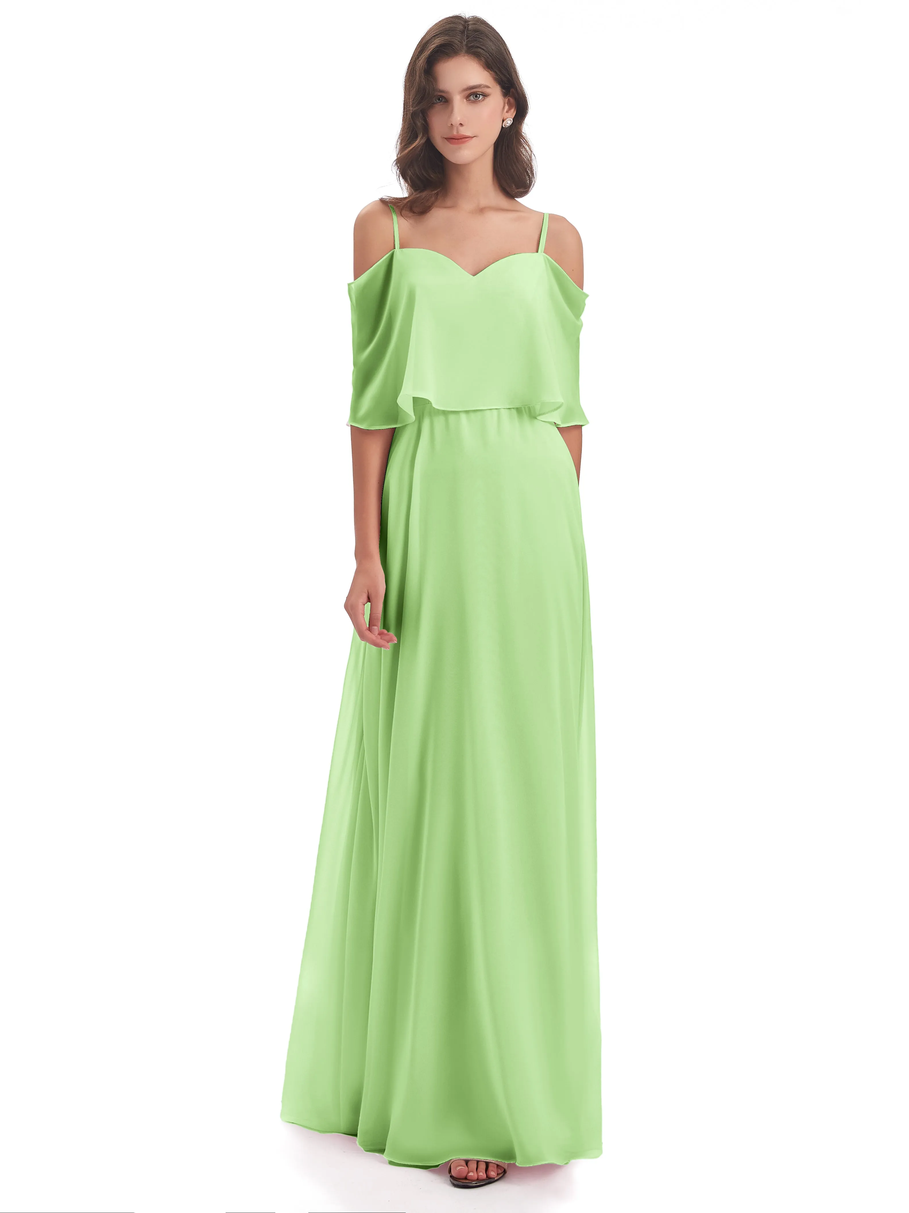 Olivia Inexpensive Chiffon Spaghetti Straps Bridesmaid Dresses