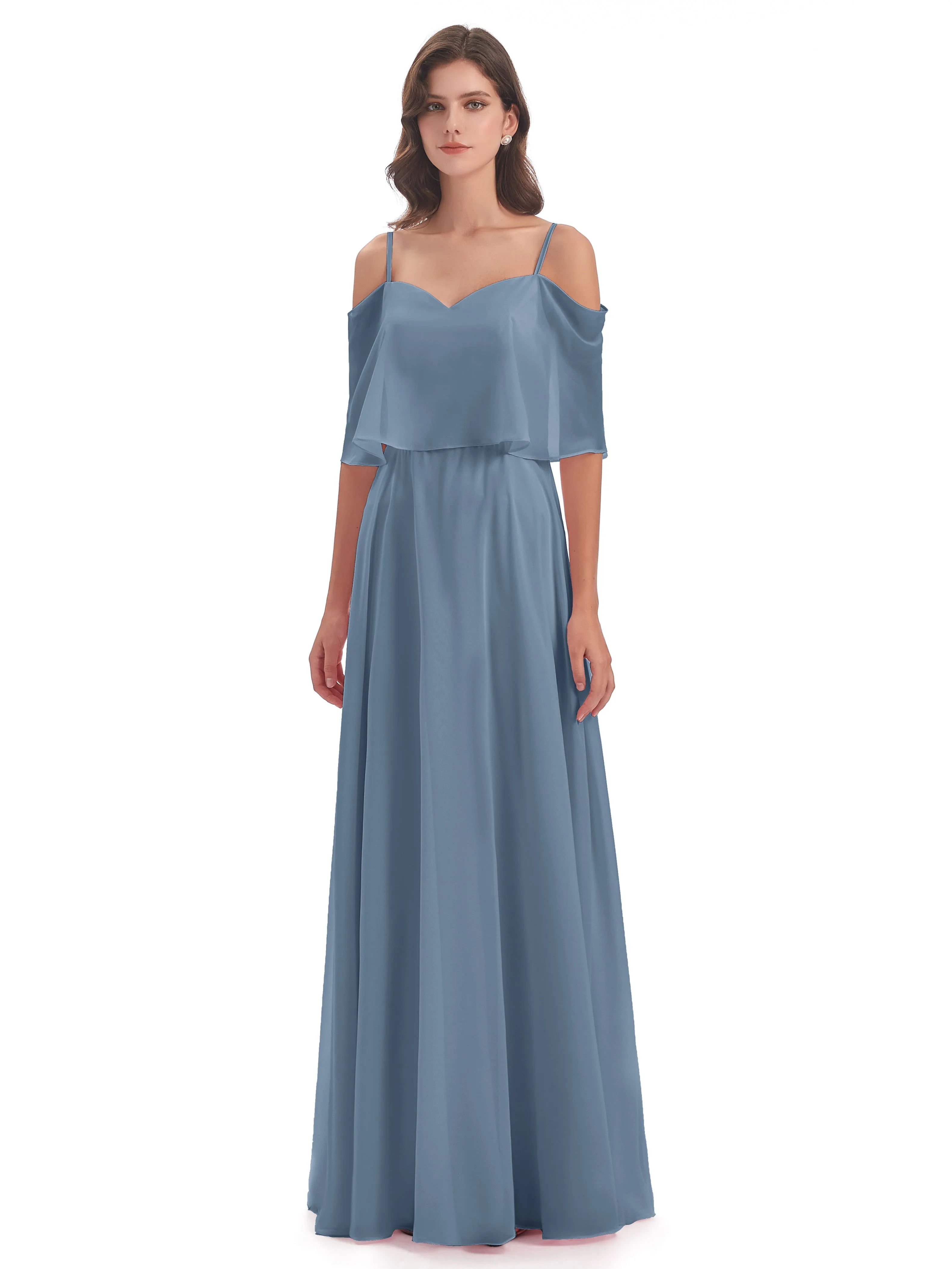 Olivia Inexpensive Chiffon Spaghetti Straps Bridesmaid Dresses