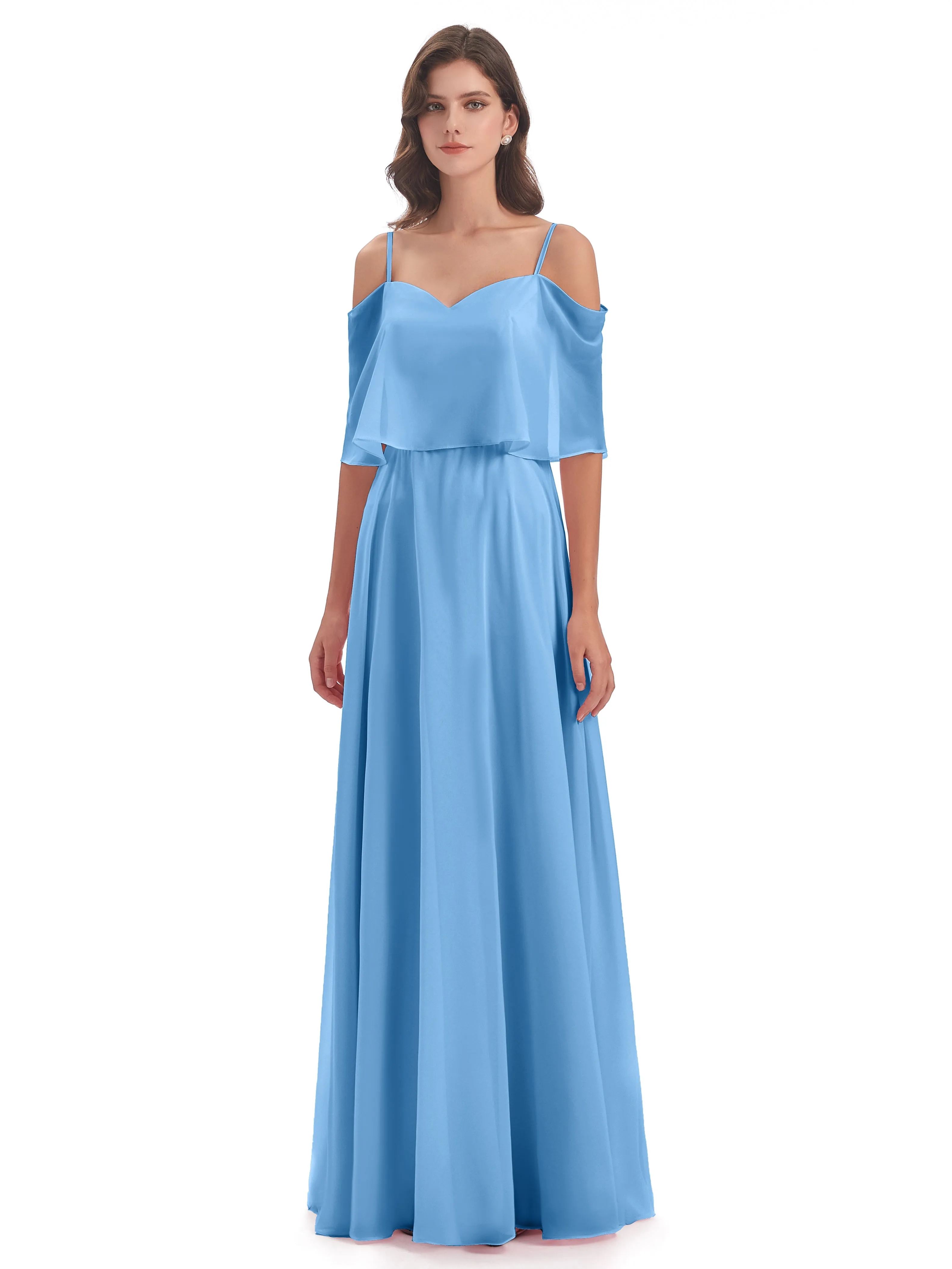 Olivia Inexpensive Chiffon Spaghetti Straps Bridesmaid Dresses