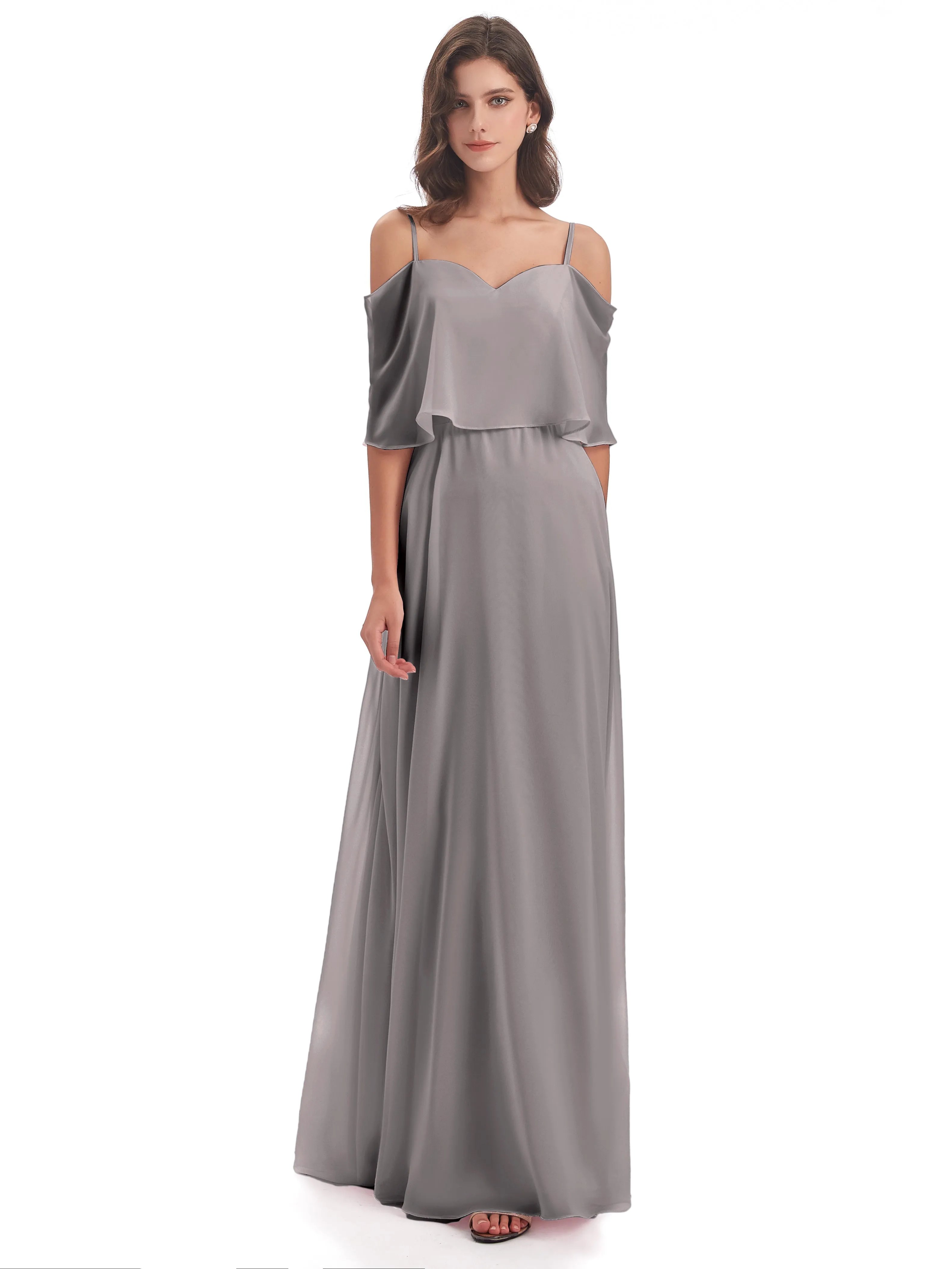 Olivia Inexpensive Chiffon Spaghetti Straps Bridesmaid Dresses