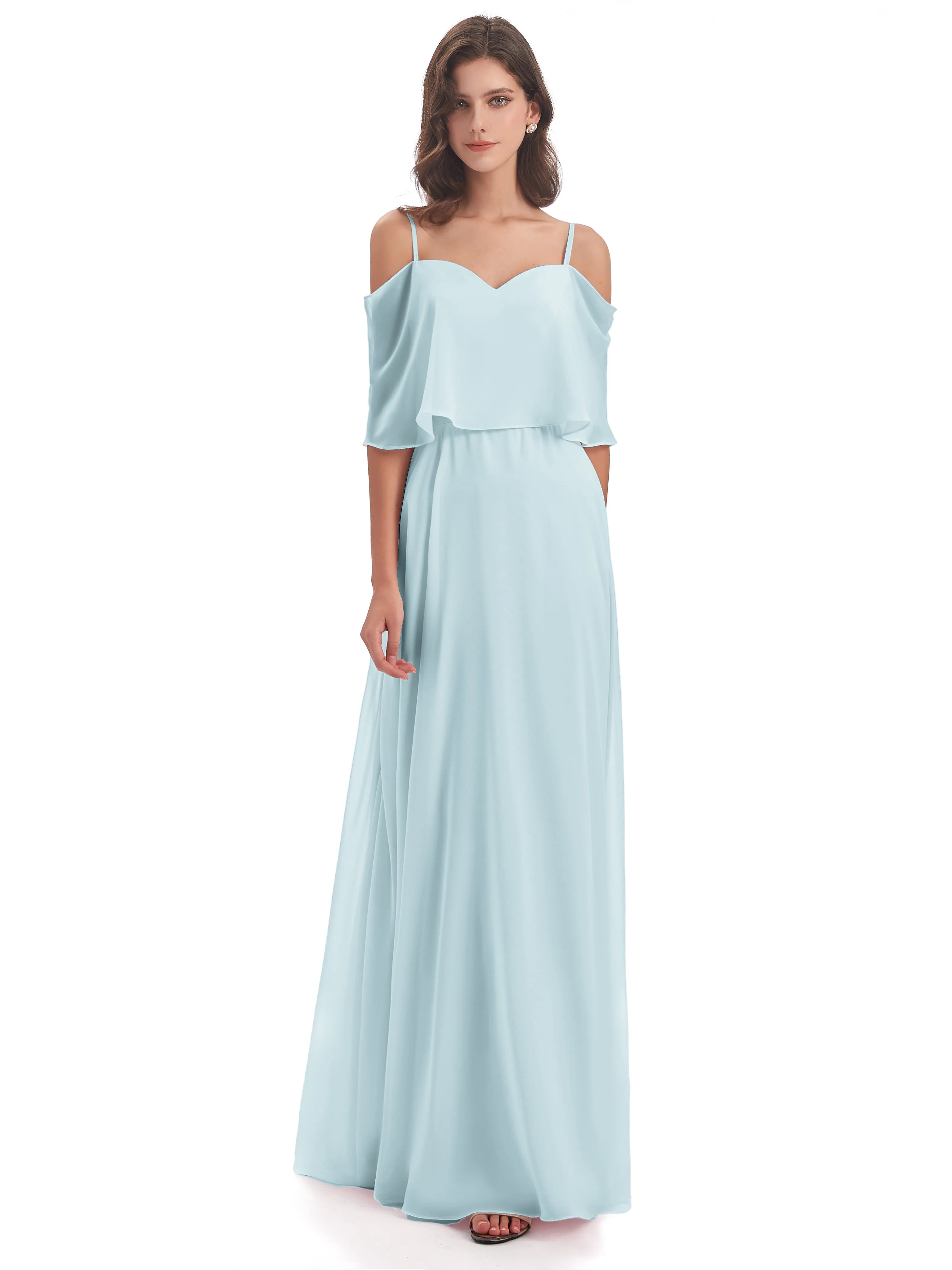 Olivia Inexpensive Chiffon Spaghetti Straps Bridesmaid Dresses