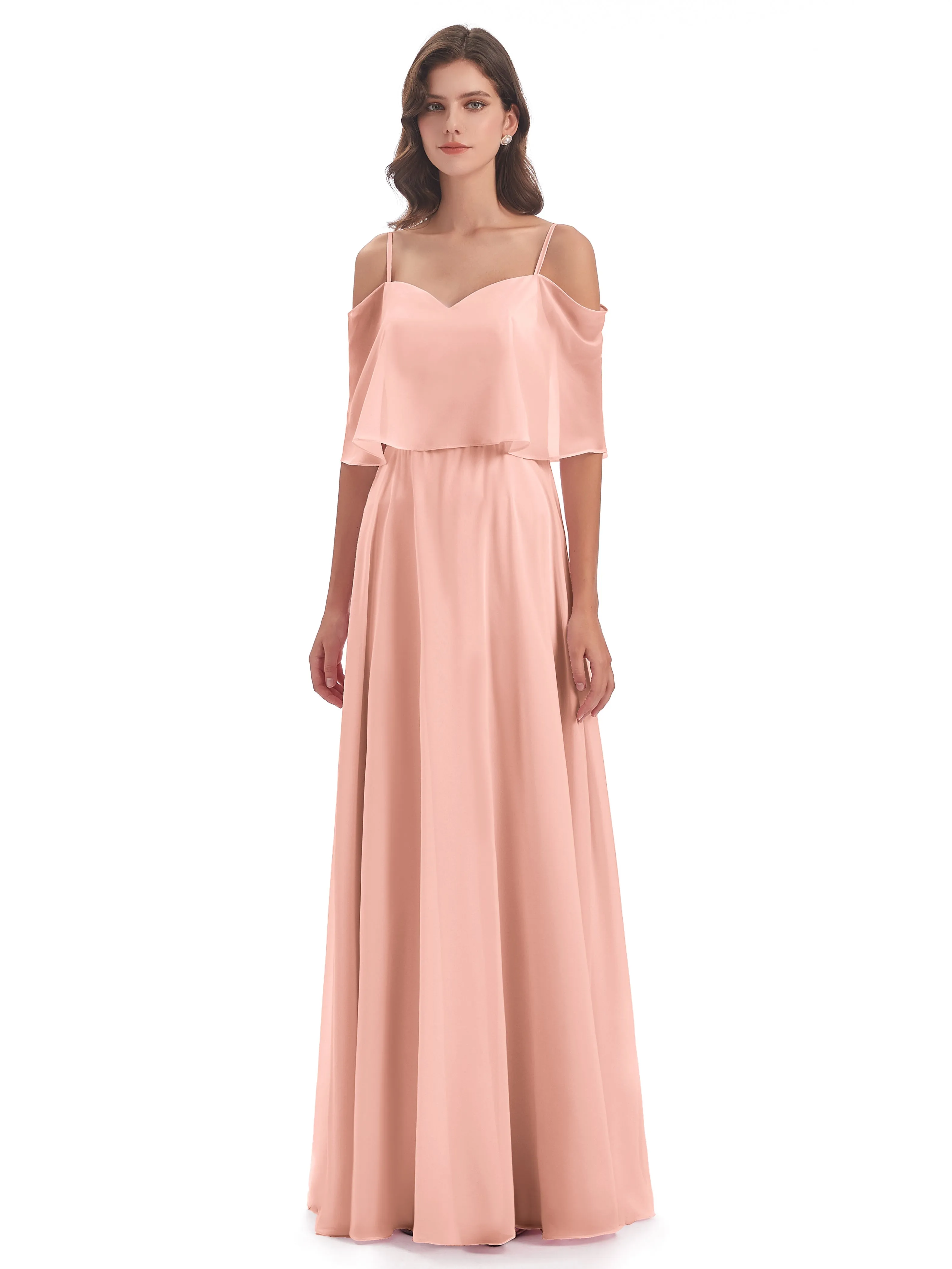 Olivia Inexpensive Chiffon Spaghetti Straps Bridesmaid Dresses