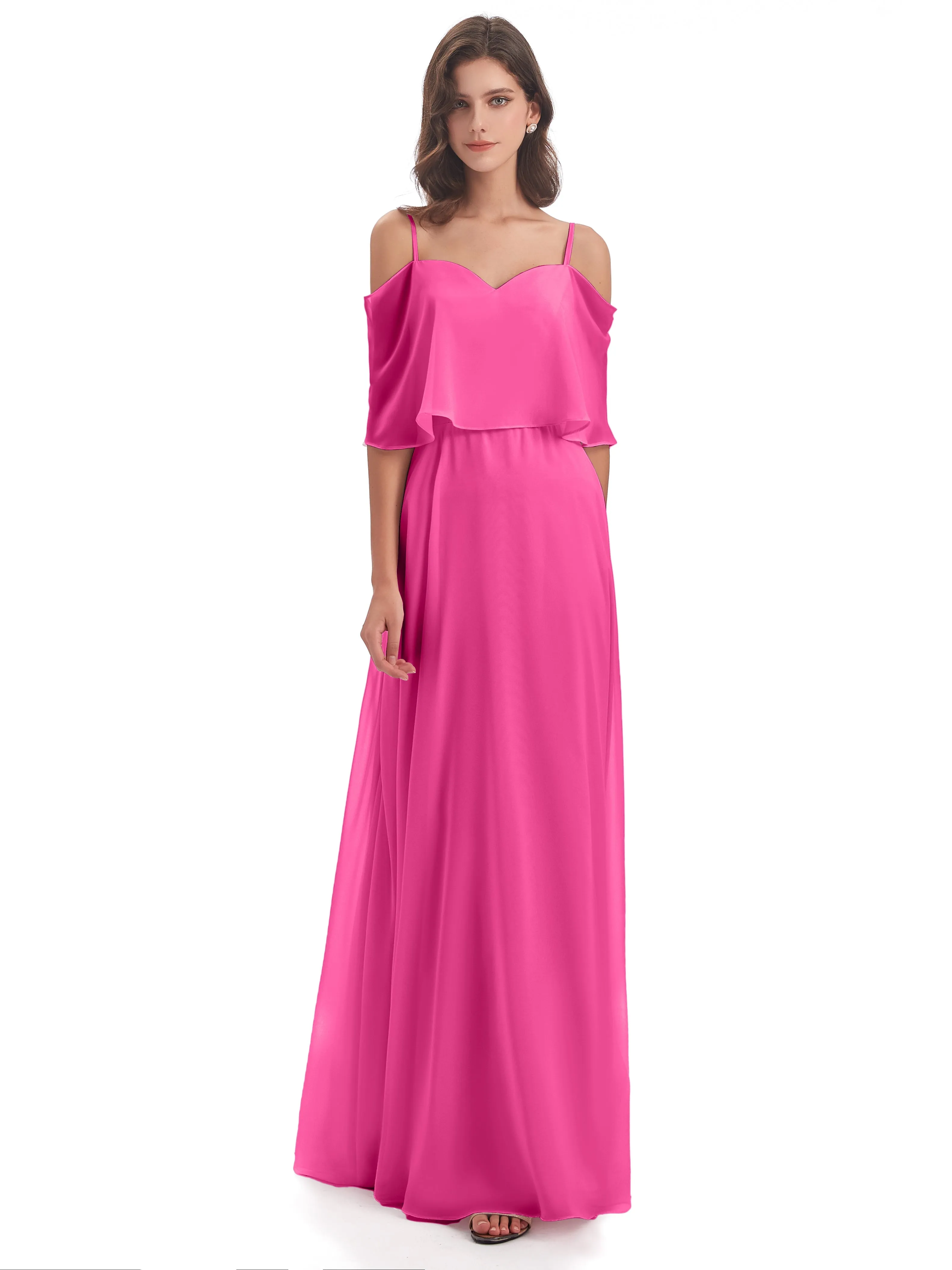 Olivia Inexpensive Chiffon Spaghetti Straps Bridesmaid Dresses