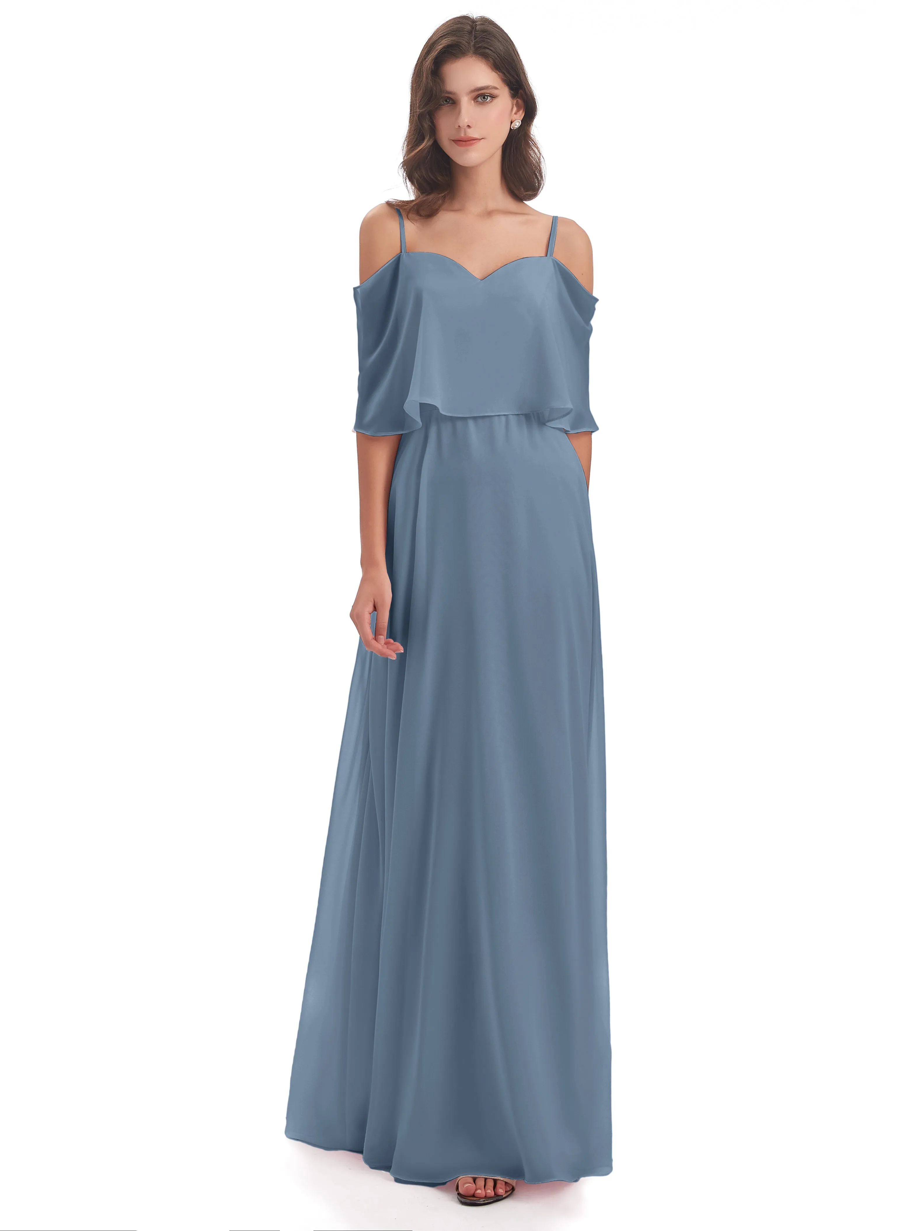 Olivia Inexpensive Chiffon Spaghetti Straps Bridesmaid Dresses