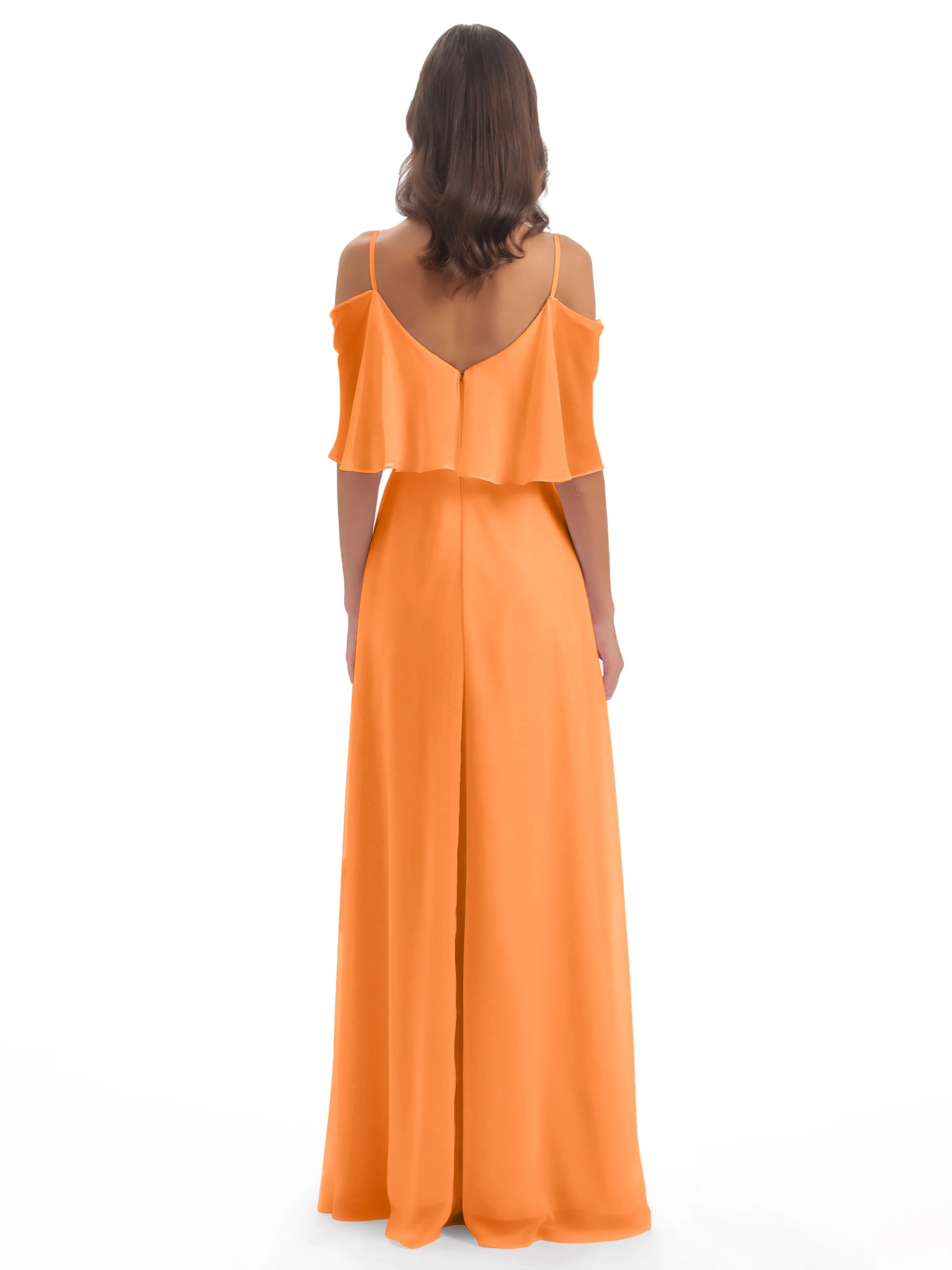 Olivia Inexpensive Chiffon Spaghetti Straps Bridesmaid Dresses