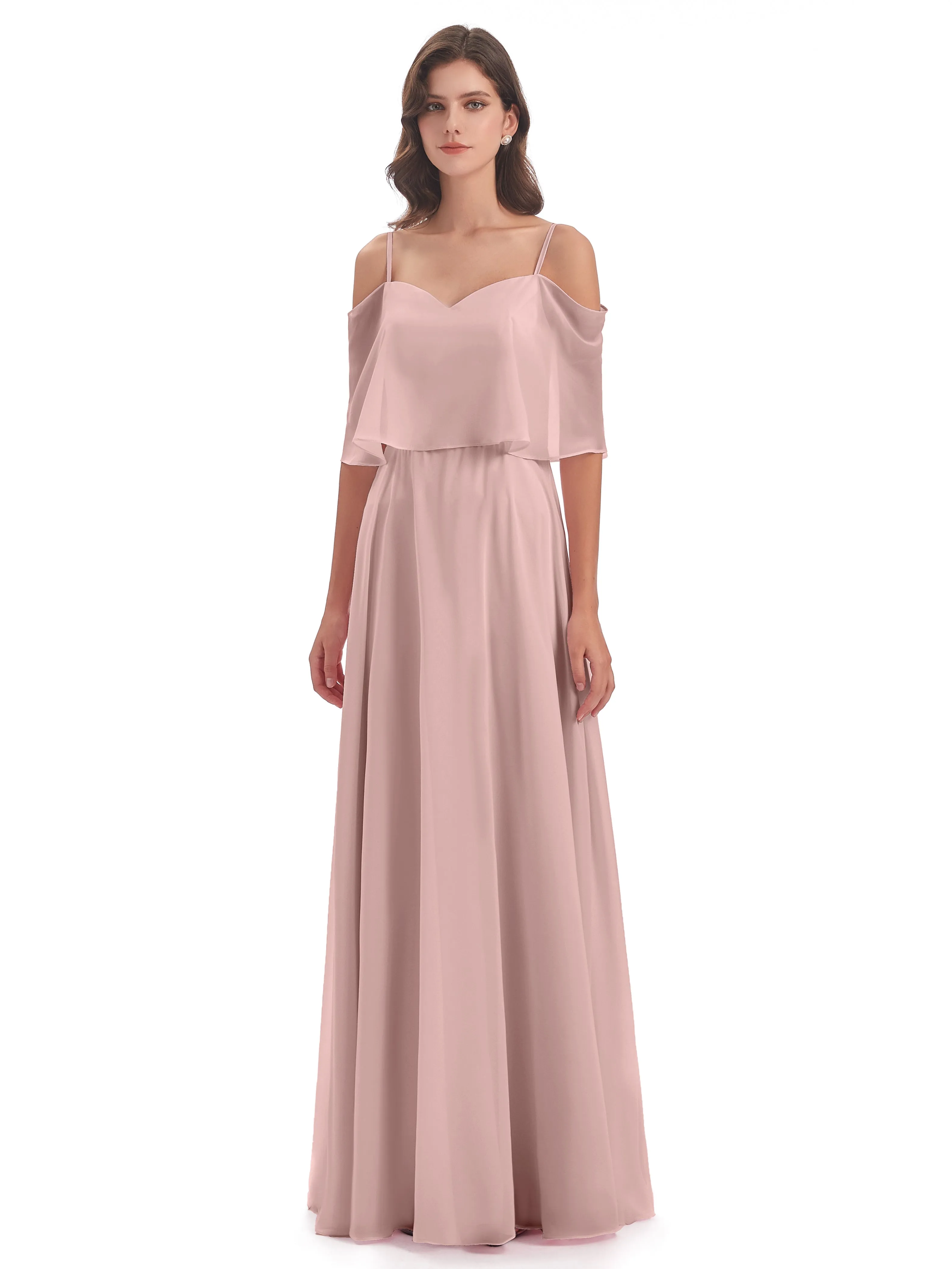 Olivia Inexpensive Chiffon Spaghetti Straps Bridesmaid Dresses