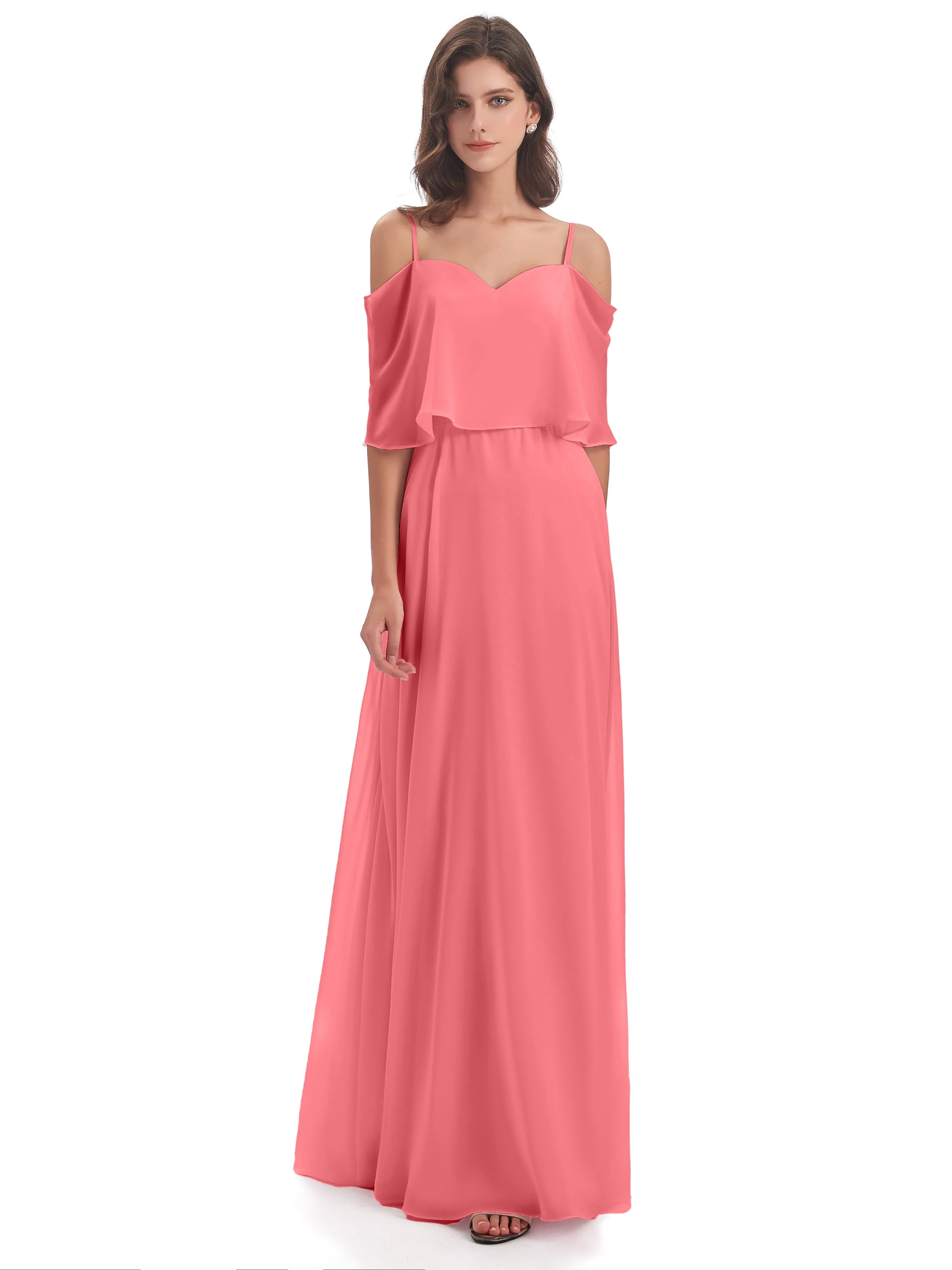 Olivia Inexpensive Chiffon Spaghetti Straps Bridesmaid Dresses