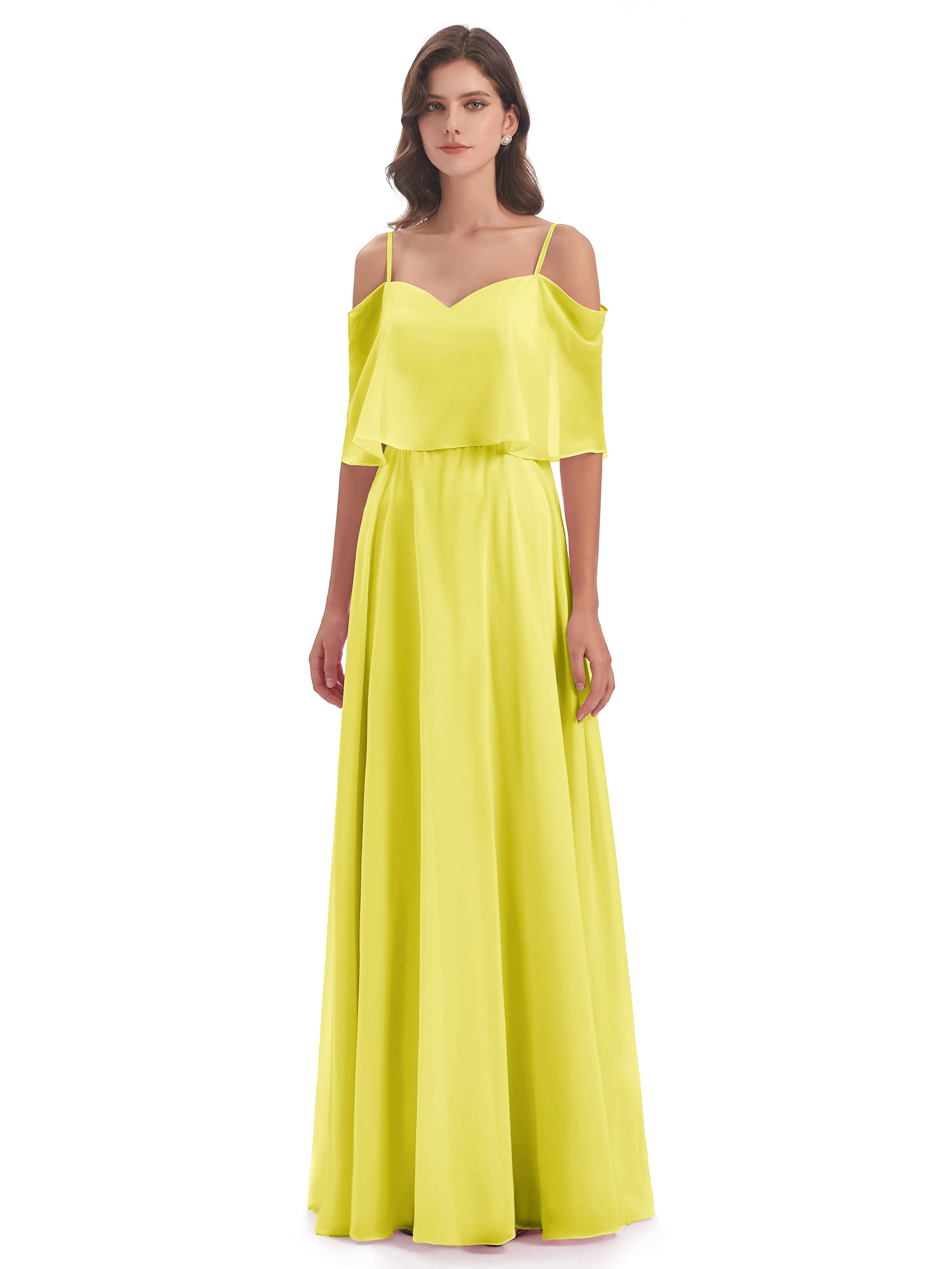 Olivia Inexpensive Chiffon Spaghetti Straps Bridesmaid Dresses