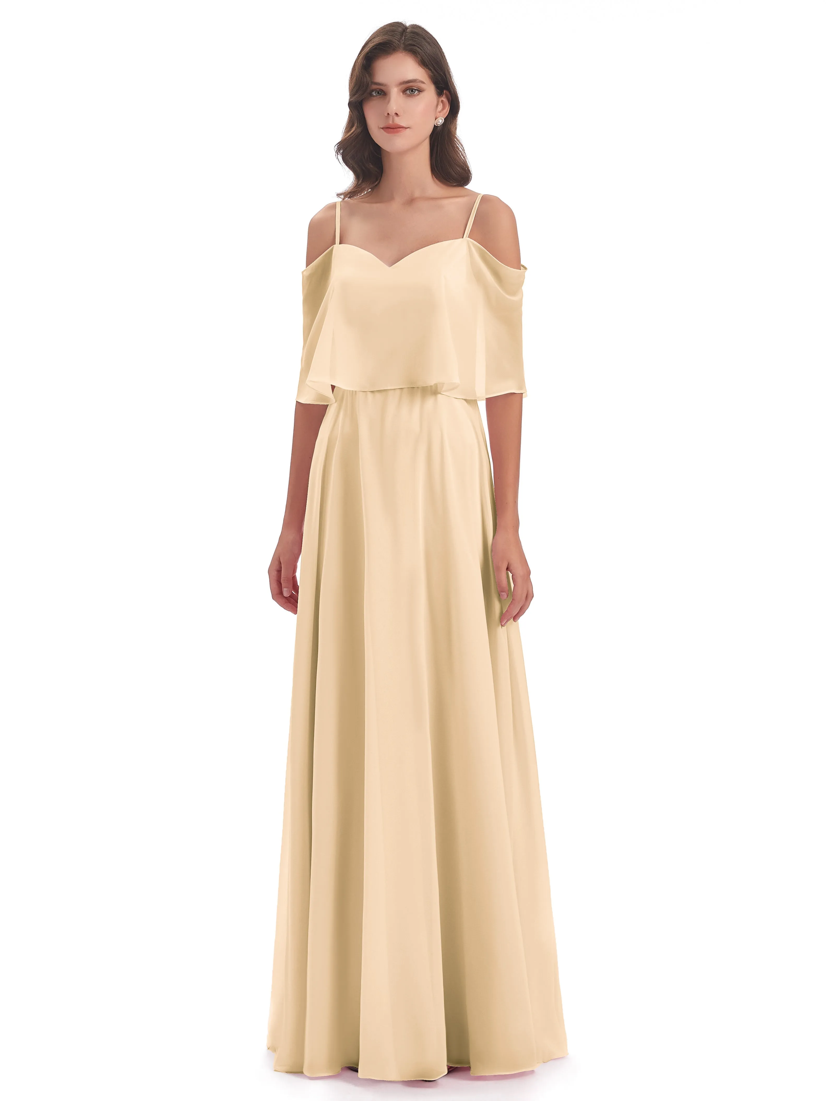 Olivia Inexpensive Chiffon Spaghetti Straps Bridesmaid Dresses