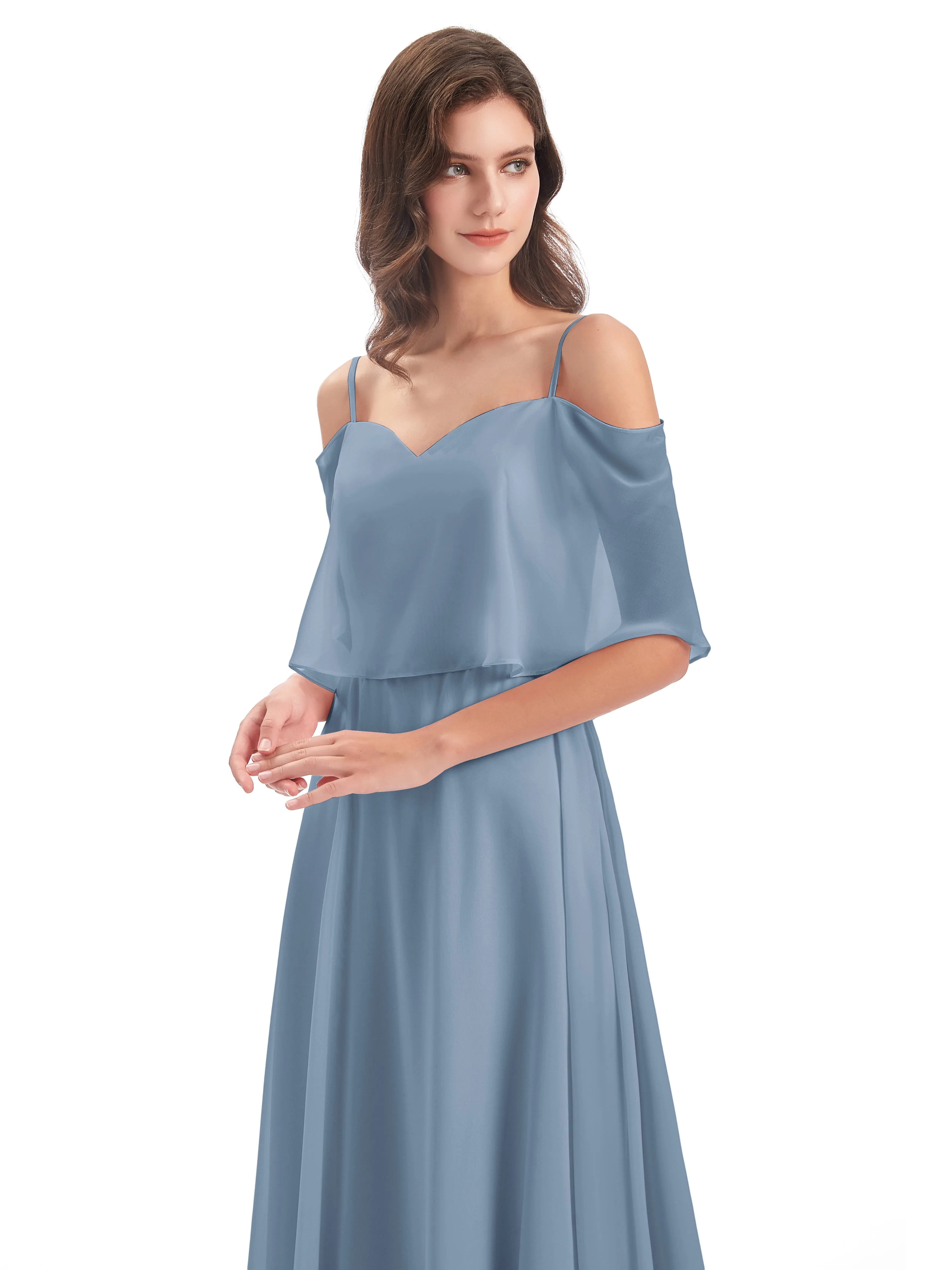 Olivia Inexpensive Chiffon Spaghetti Straps Bridesmaid Dresses